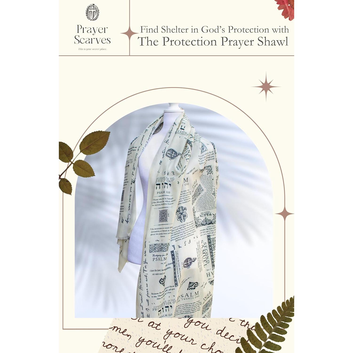 Chal de Oración Cristiano 100% Algodón 71x178 cm con Versículos