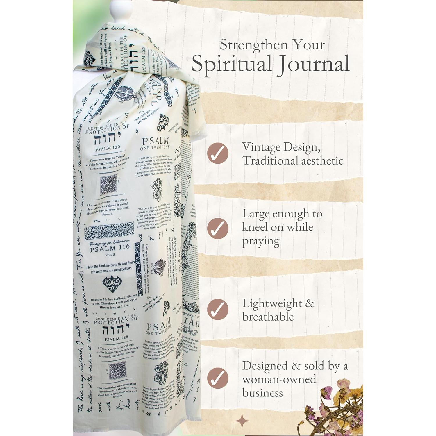 Chal de Oración Cristiano 100% Algodón 71x178 cm con Versículos