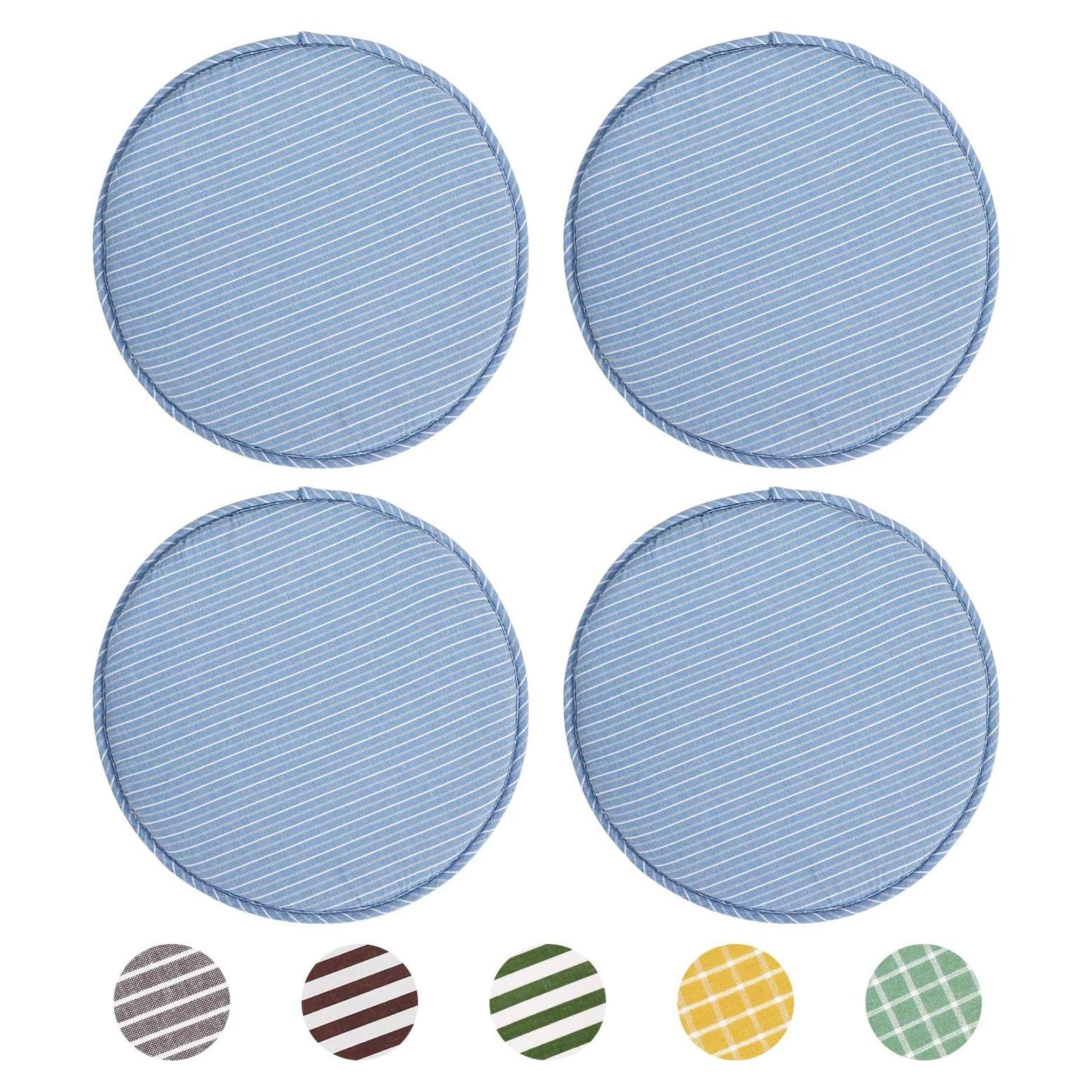 Cojines Redondos Antideslizantes Tiita 33 cm Rayas Azules - Paquete de 4