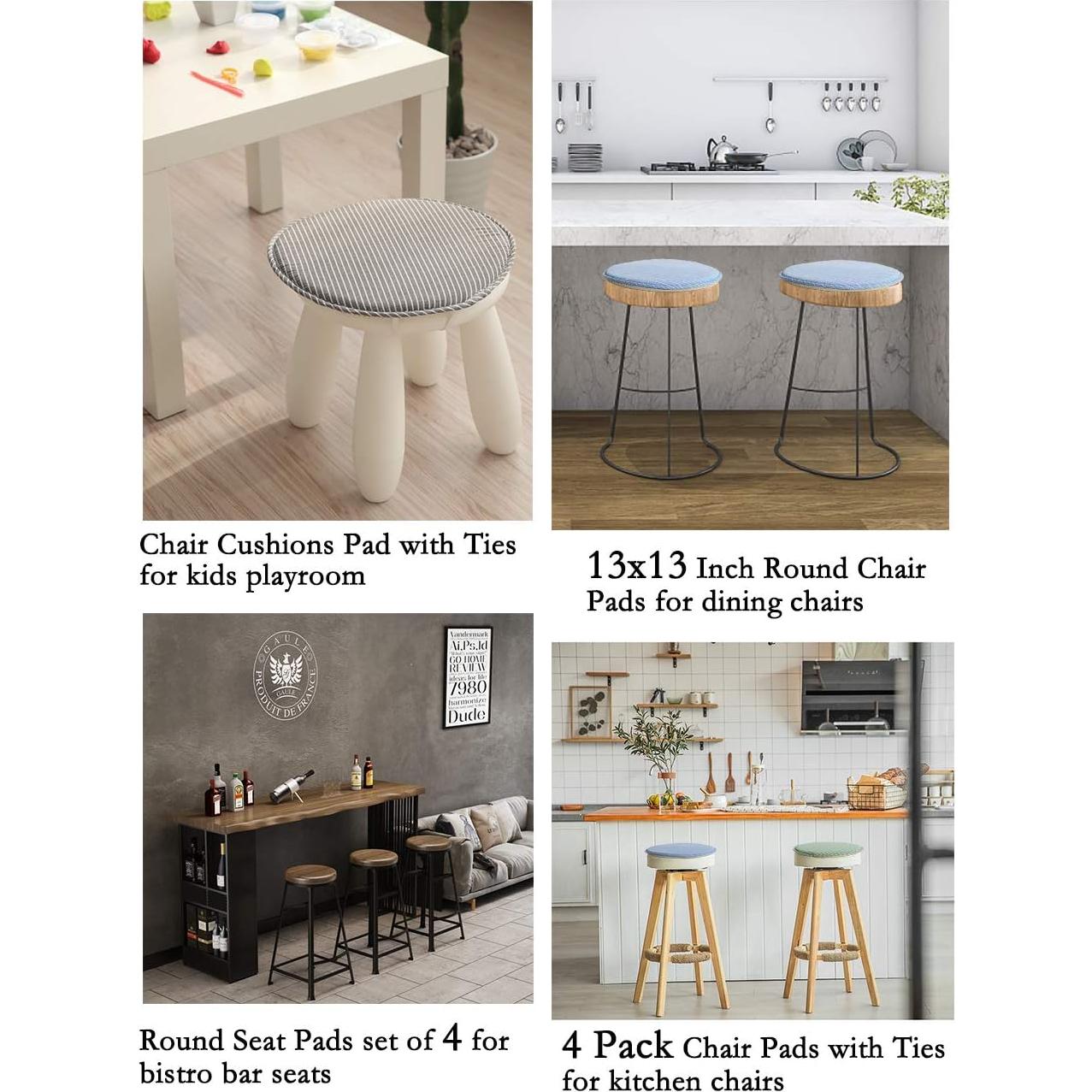 Cojines Redondos Antideslizantes Tiita 33 cm Rayas Azules - Paquete de 4