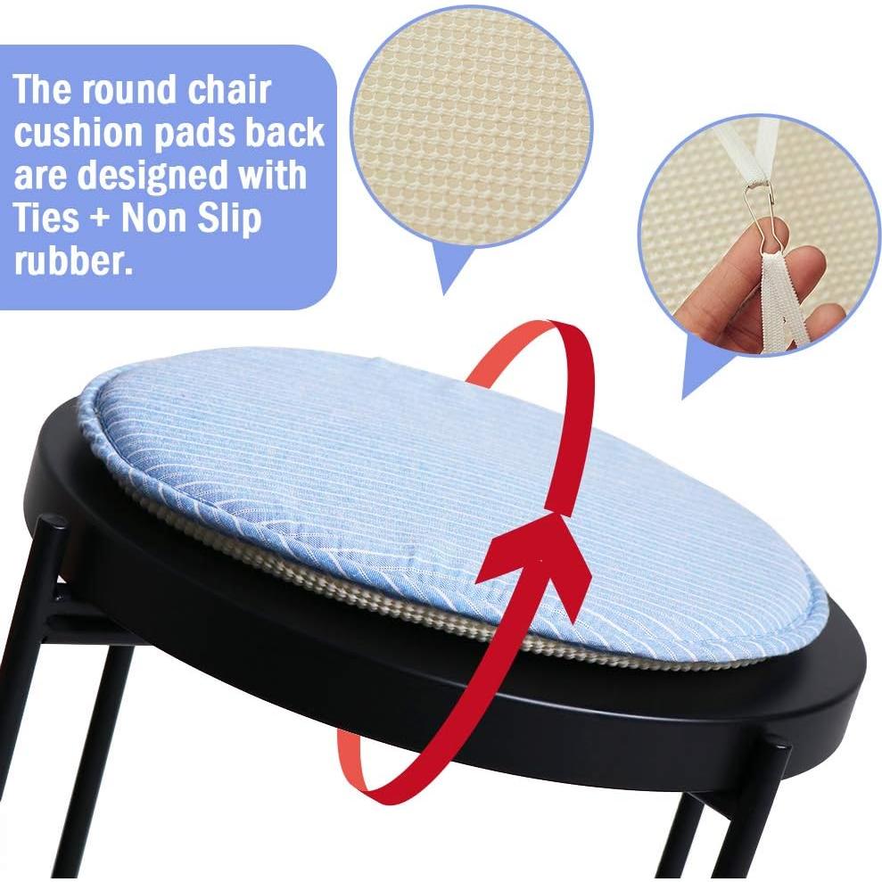 Cojines Redondos Antideslizantes Tiita 33 cm Rayas Azules - Paquete de 4