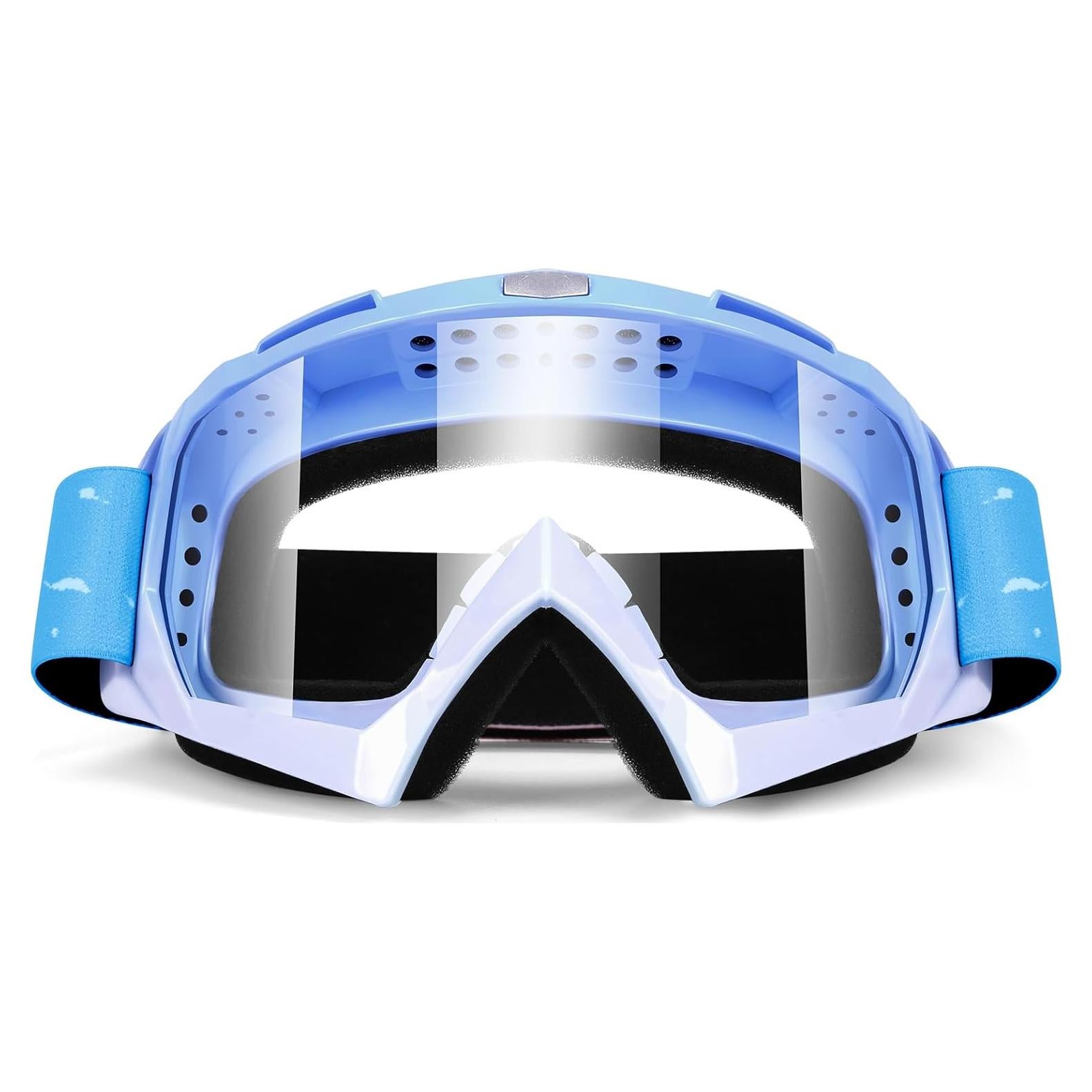 Gafas de Motocicleta Off-Road UV Antivaho Azul Lente Clara