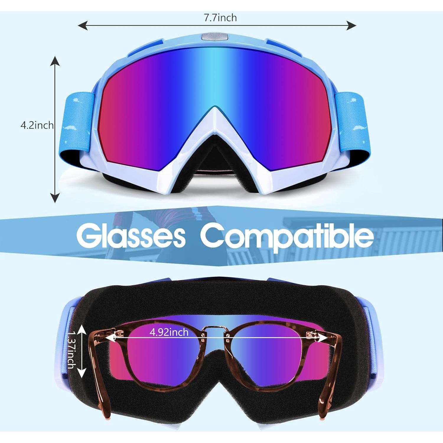 Gafas de Motocicleta Off-Road UV Antivaho Azul Lente Clara
