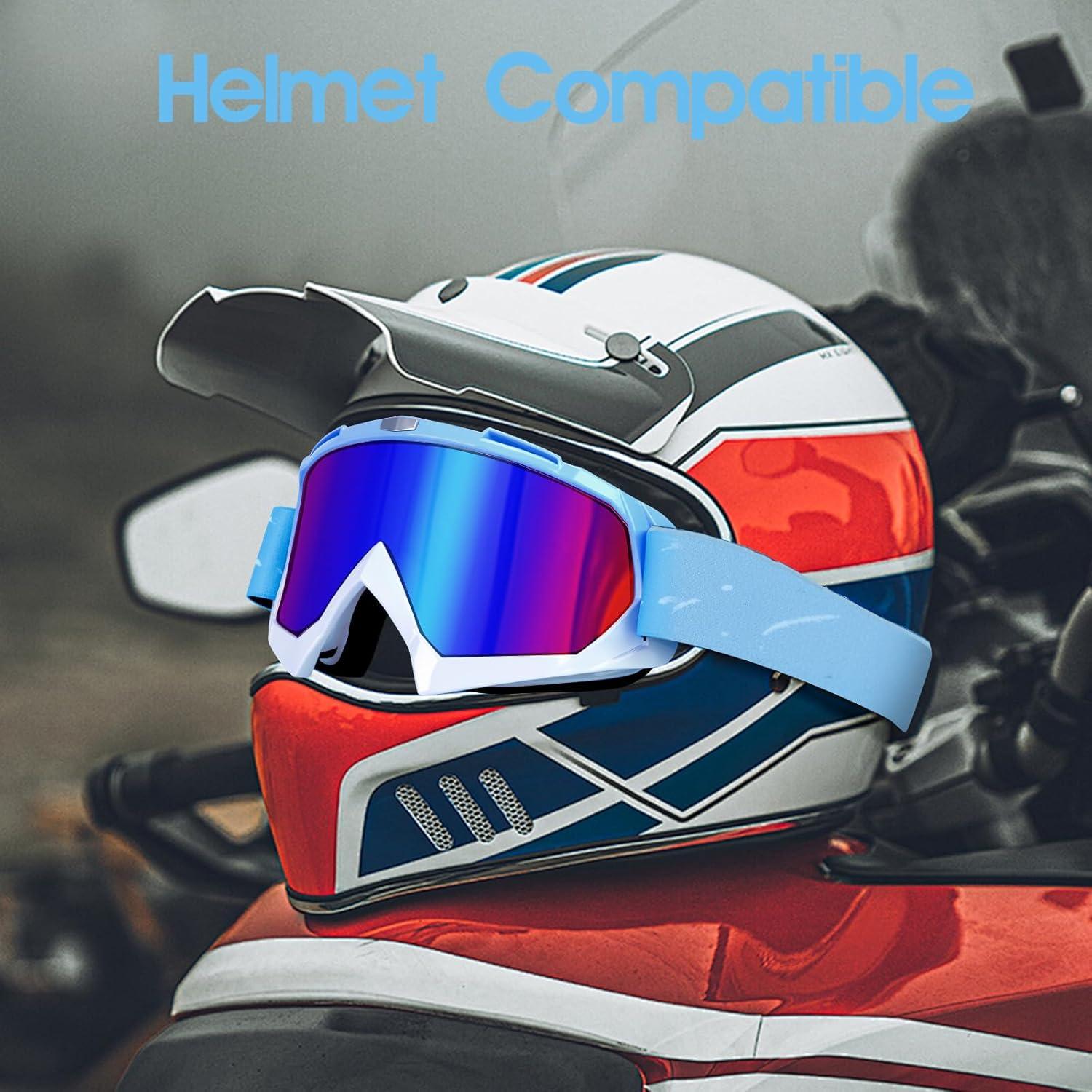 Gafas de Motocicleta Off-Road UV Antivaho Azul Lente Clara