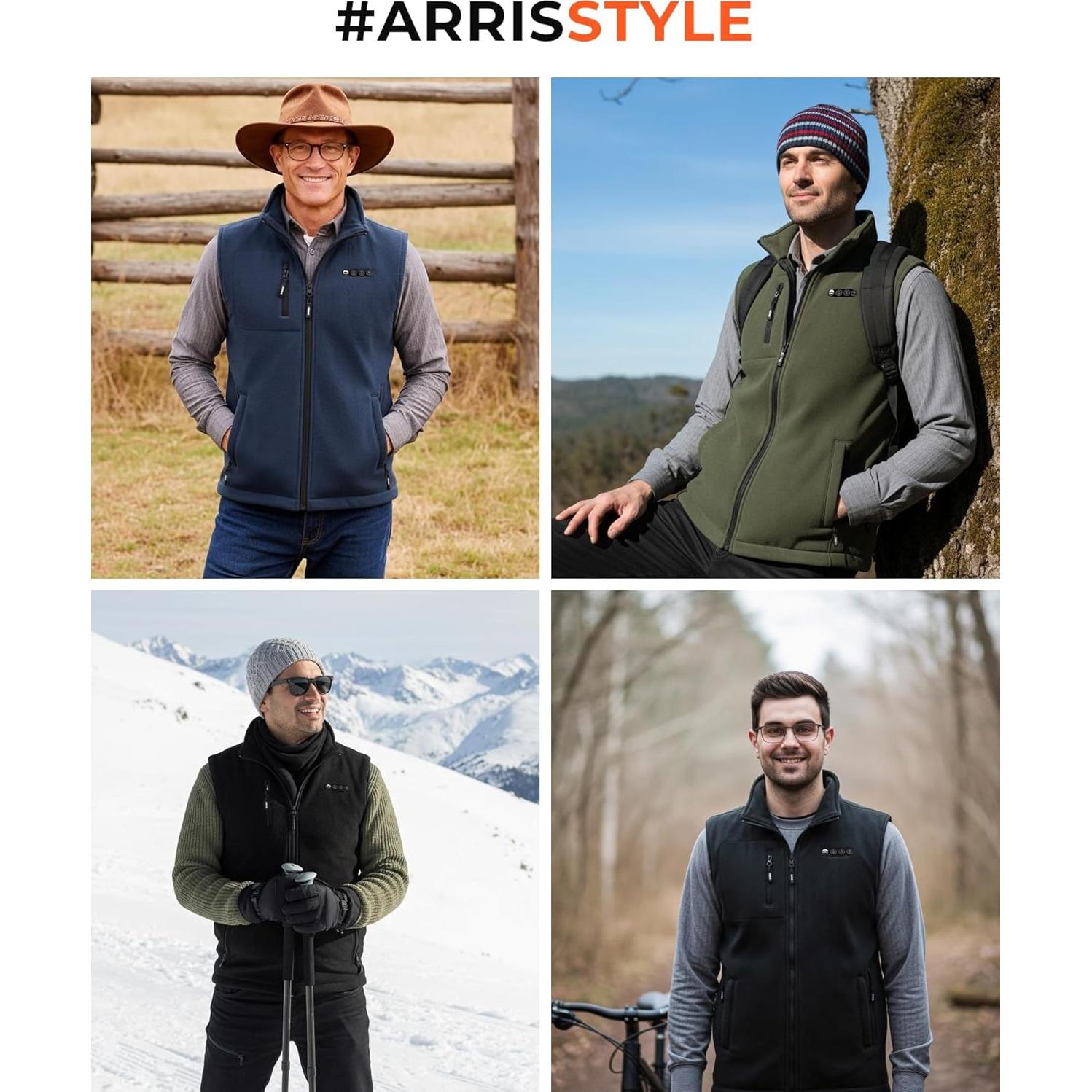 Chaleco Térmico ARRIS para Hombres Verde Ejército 8 Zonas Calor