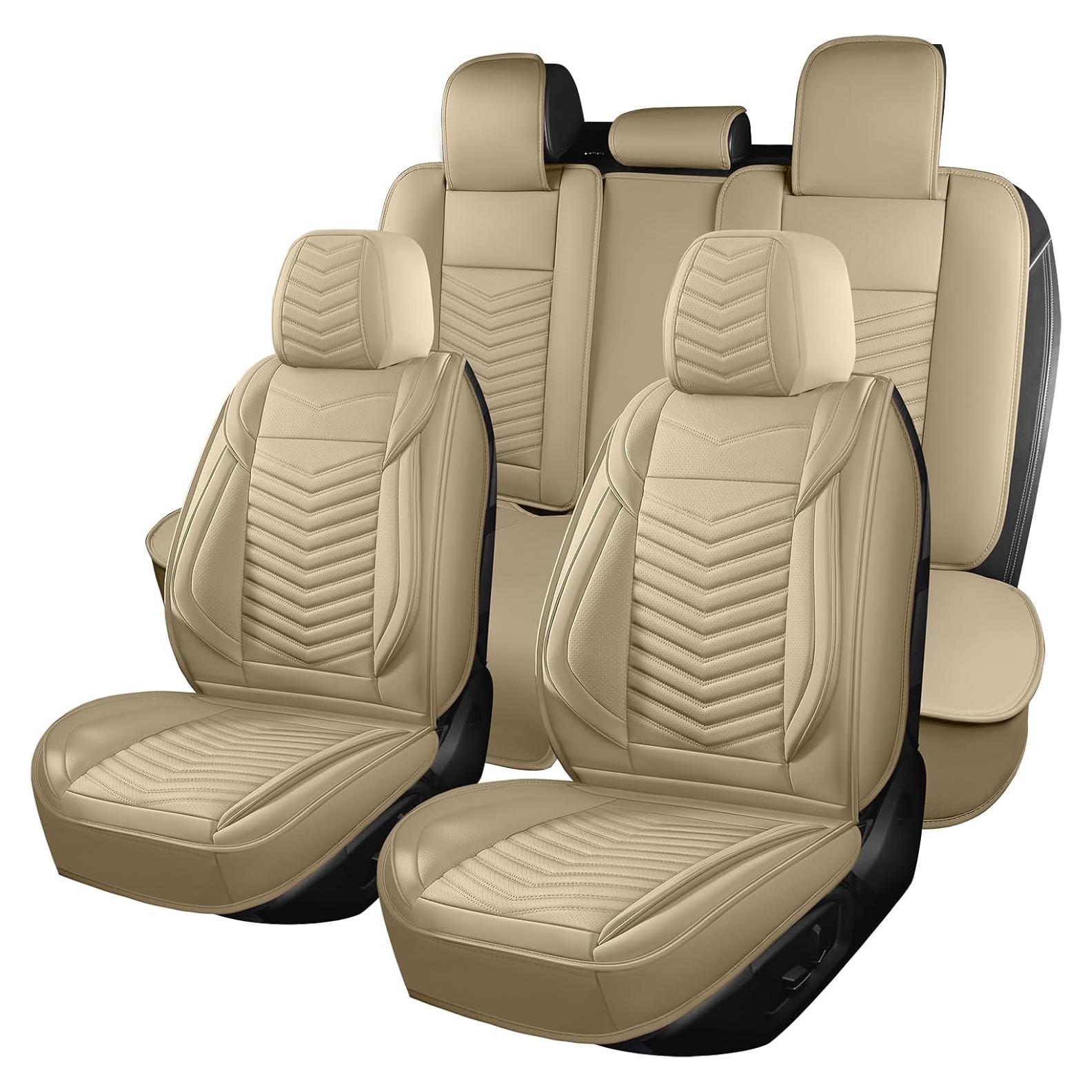 Fundas de Asiento de Coche HChengkikz Juego Completo Beige