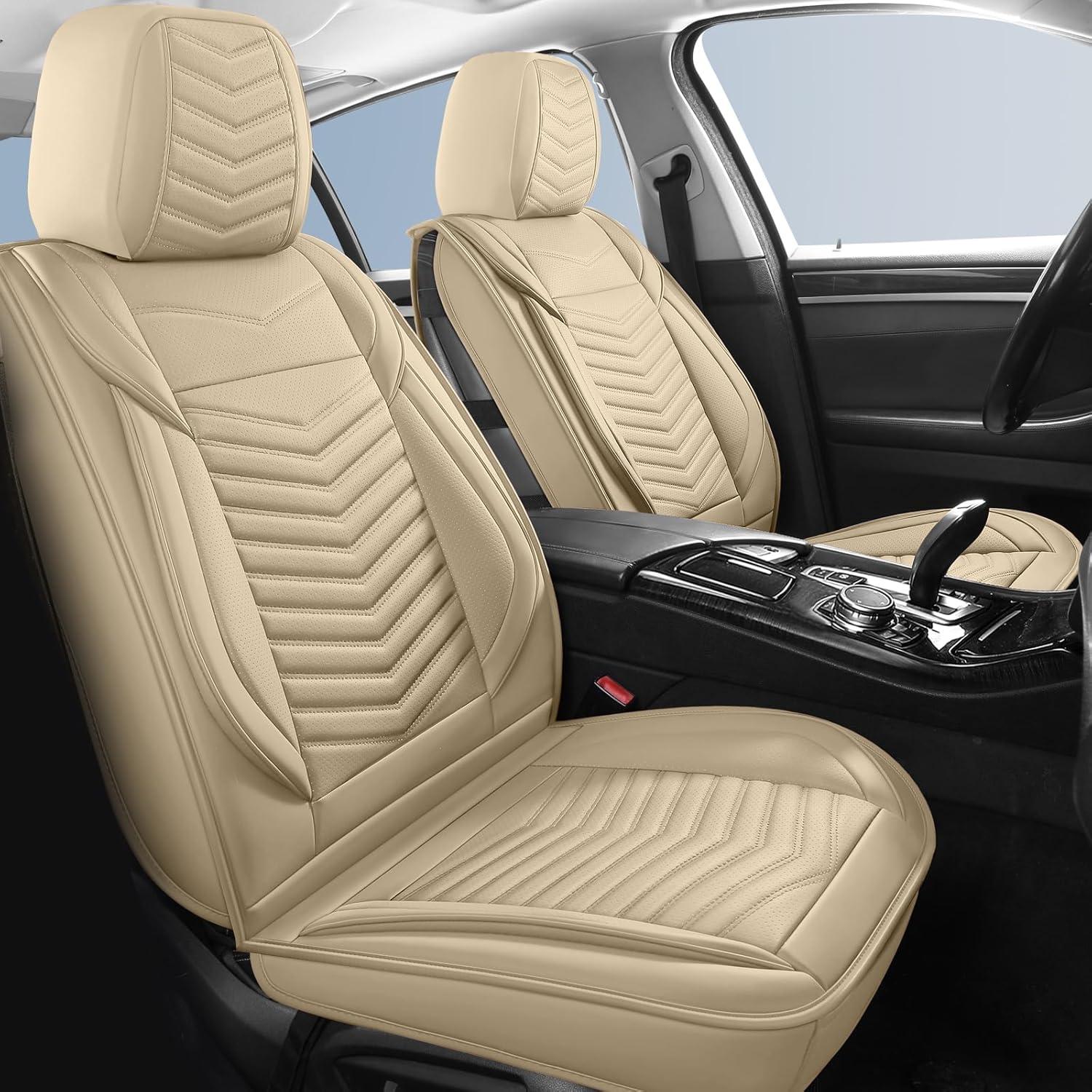 Fundas de Asiento de Coche HChengkikz Juego Completo Beige