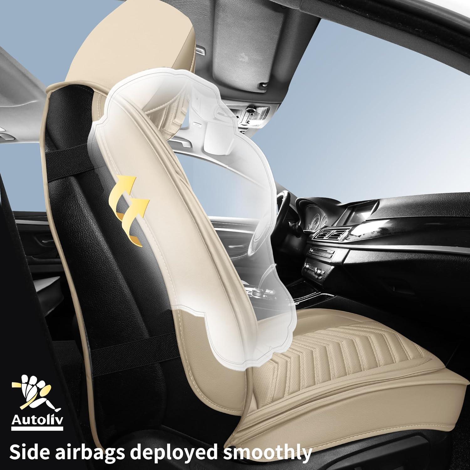 Fundas de Asiento de Coche HChengkikz Juego Completo Beige
