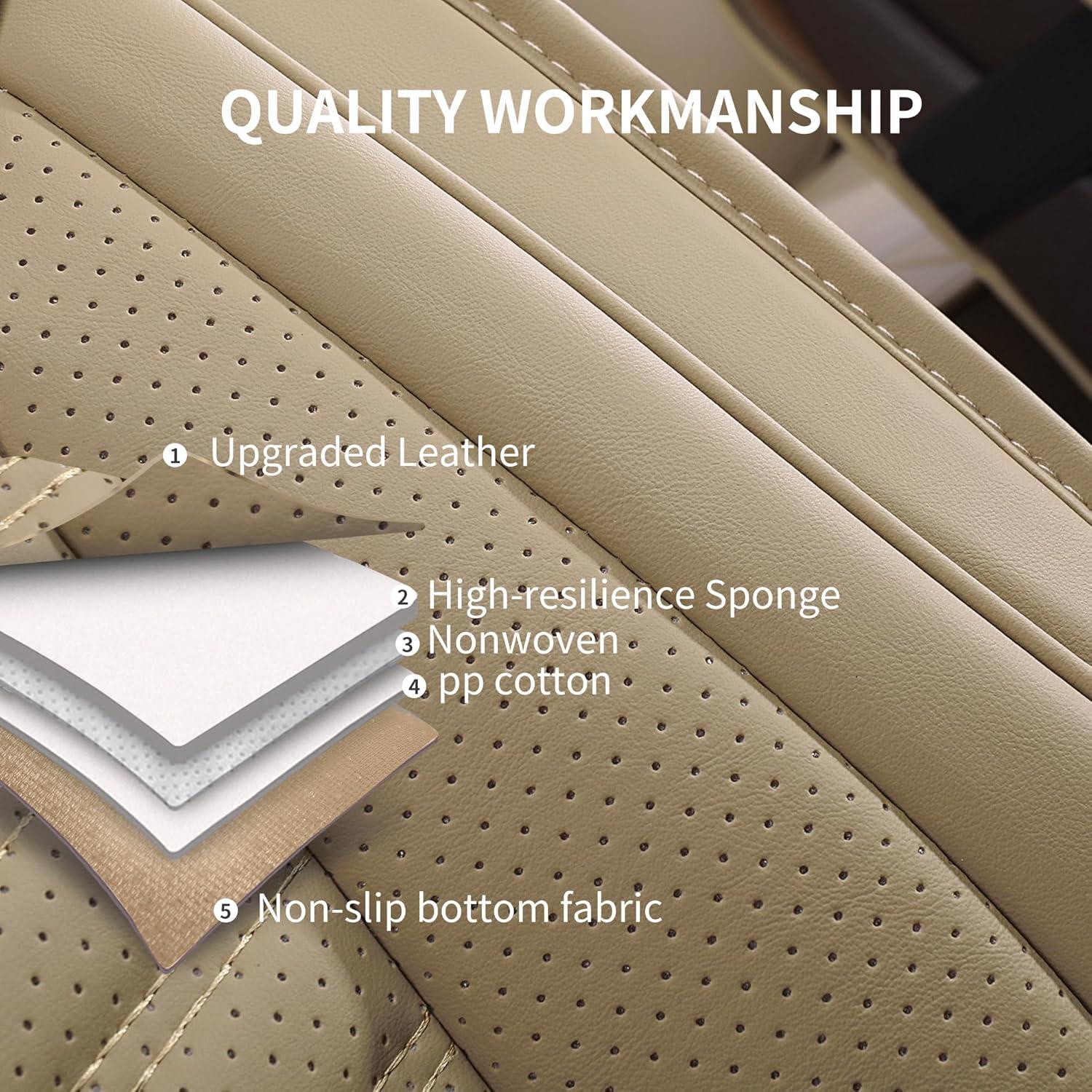 Fundas de Asiento de Coche HChengkikz Juego Completo Beige