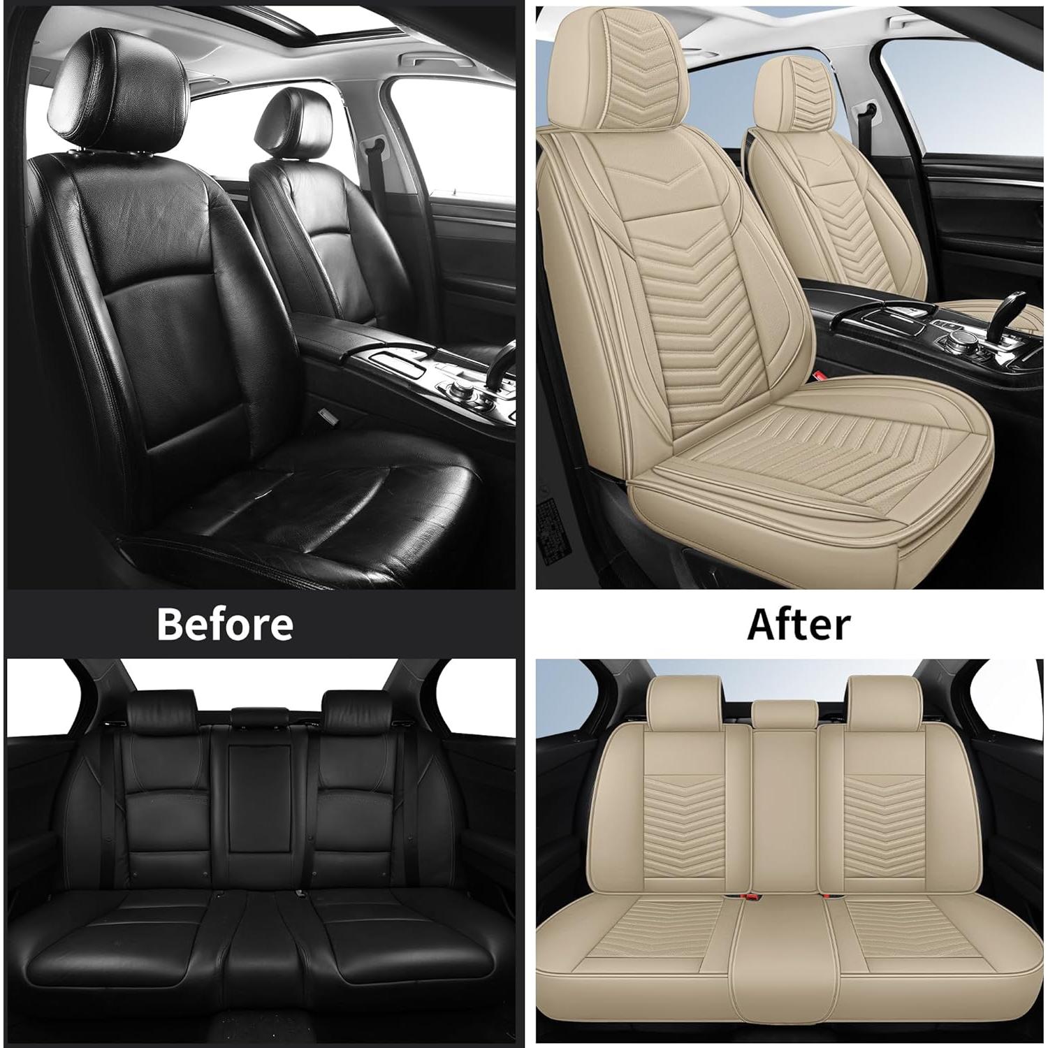 Fundas de Asiento de Coche HChengkikz Juego Completo Beige