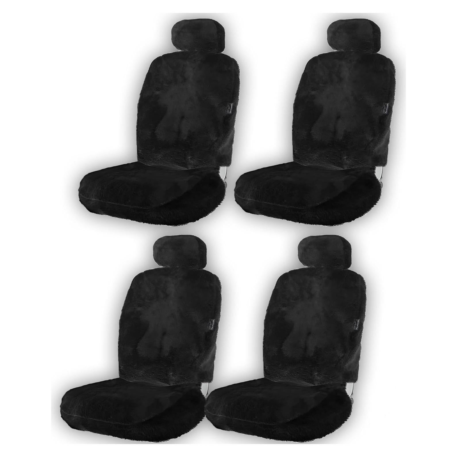 Fundas de Asiento de Piel de Oveja ZONETECH SEFUR 4-Pack Negro