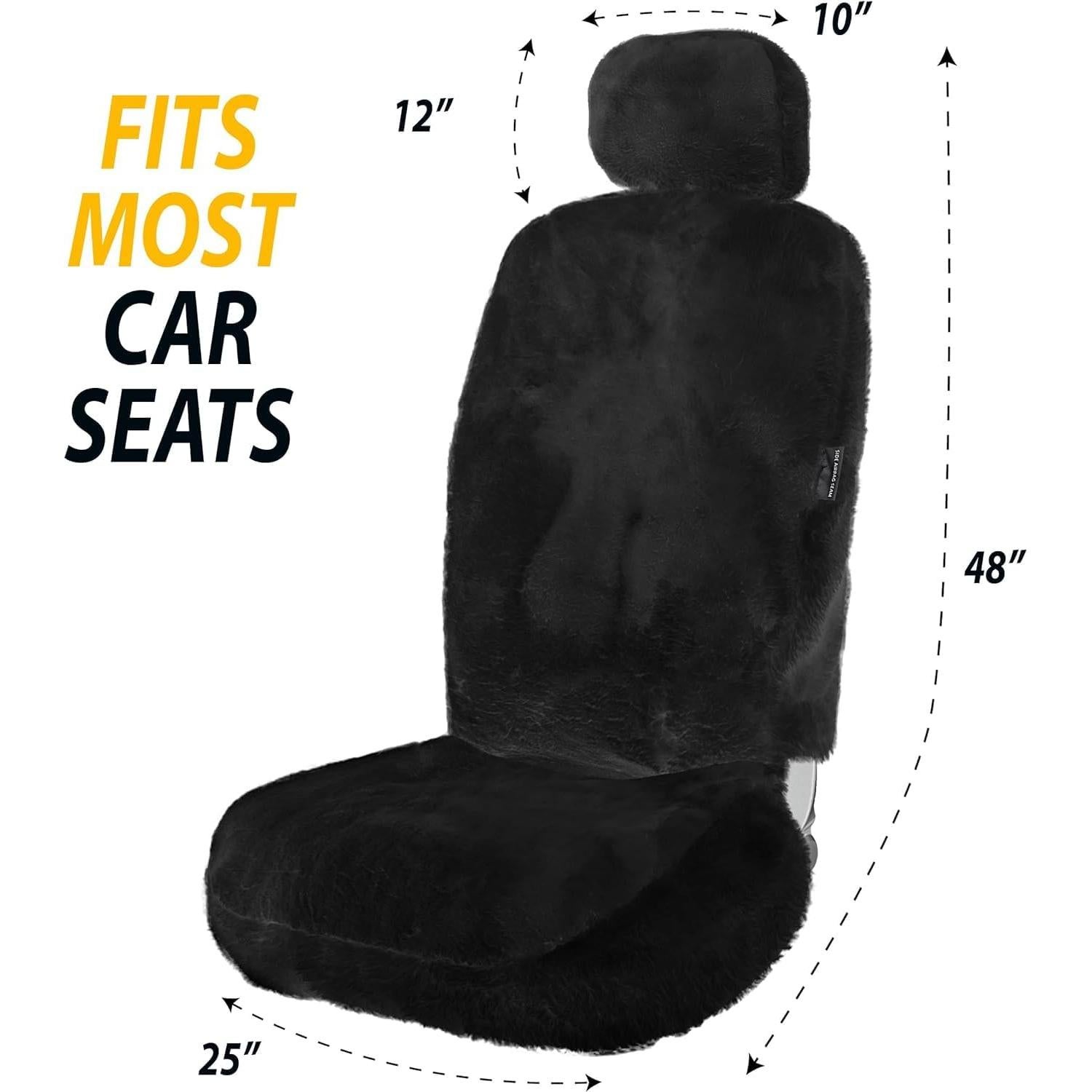 Fundas de Asiento de Piel de Oveja ZONETECH SEFUR 4-Pack Negro