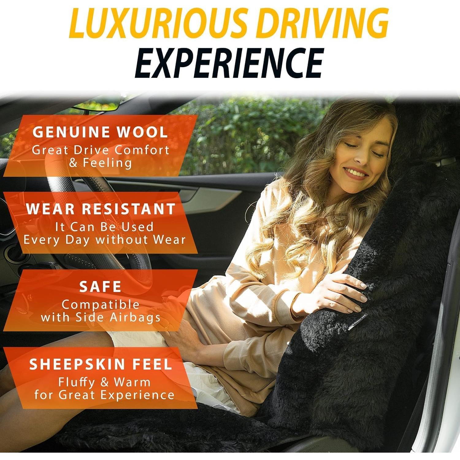 Fundas de Asiento de Piel de Oveja ZONETECH SEFUR 4-Pack Negro