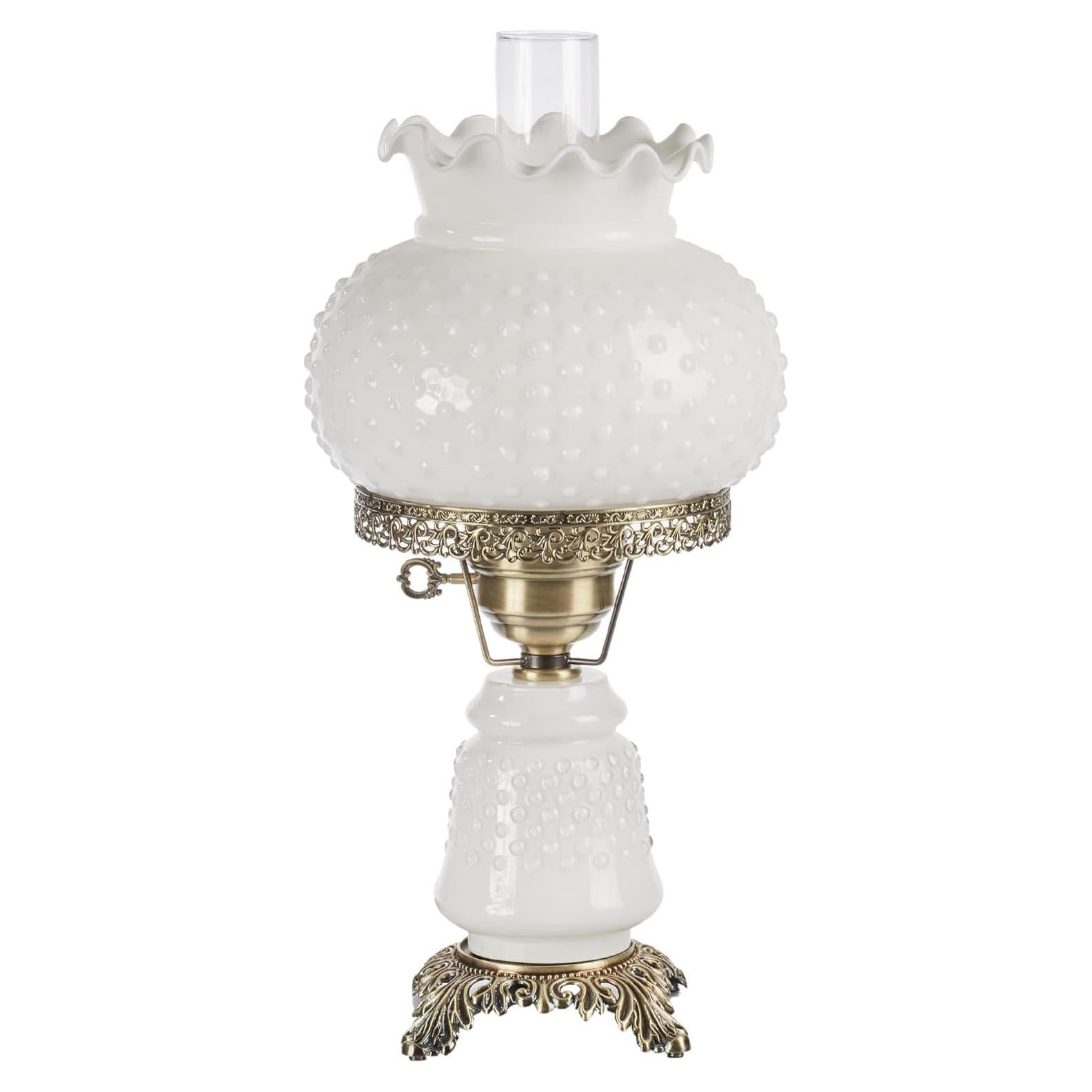 Lámpara de Mesa Victoriana Toque de Clase 52 cm Vidrio Blanco