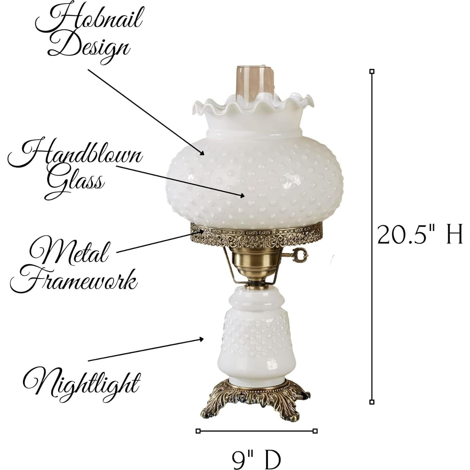 Lámpara de Mesa Victoriana Toque de Clase 52 cm Vidrio Blanco