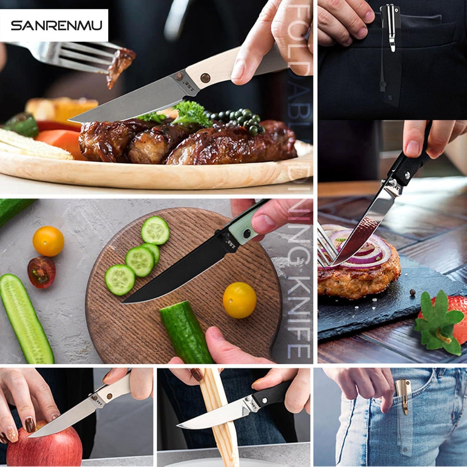 Cuchillo Plegable Sanrenmu 311L 80mm Acero 12C27 Mango G10 Negro