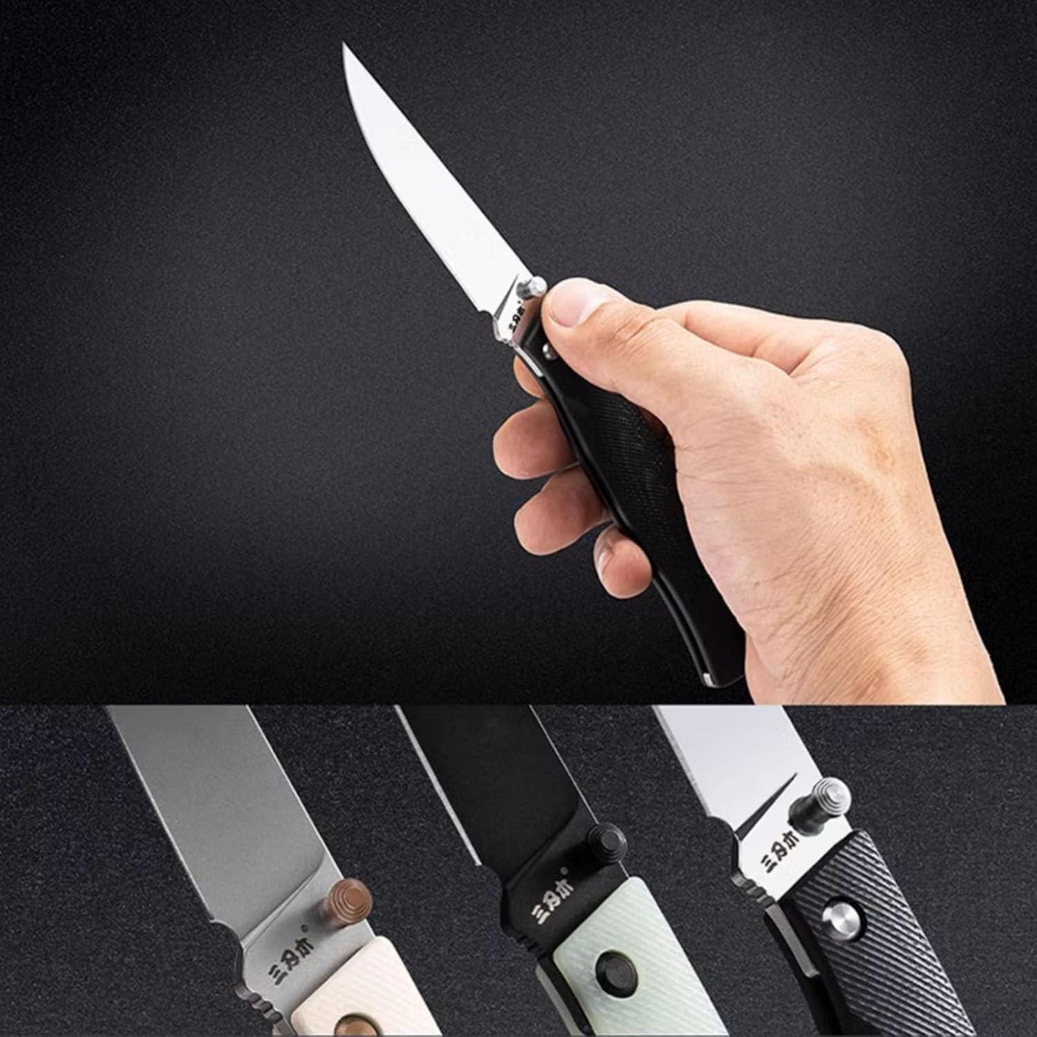 Cuchillo Plegable Sanrenmu 311L 80mm Acero 12C27 Mango G10 Negro