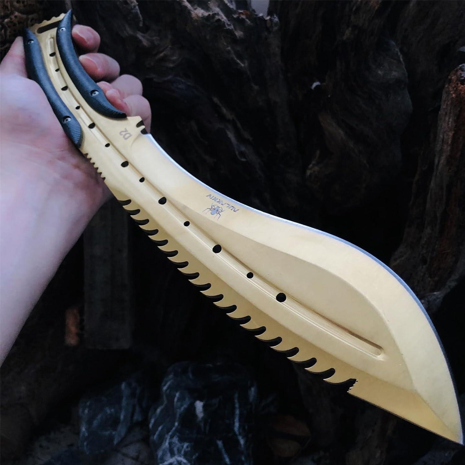 Cuchillo de Caza MADSABRE Kukri 34 cm Acero D2 Filo Serrado