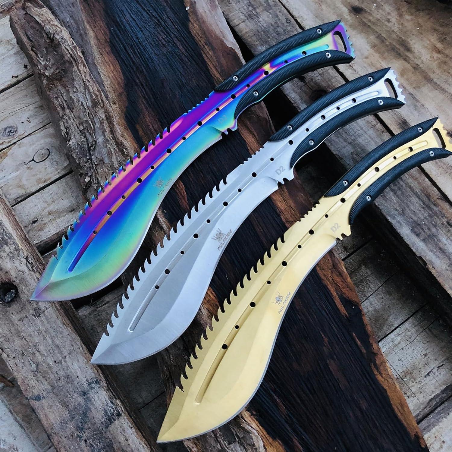 Cuchillo de Caza MADSABRE Kukri 34 cm Acero D2 Filo Serrado