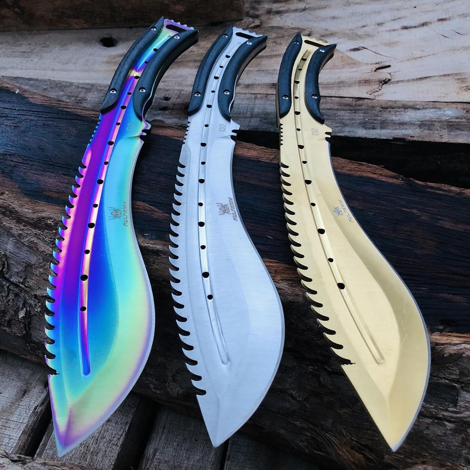 Cuchillo de Caza MADSABRE Kukri 34 cm Acero D2 Filo Serrado