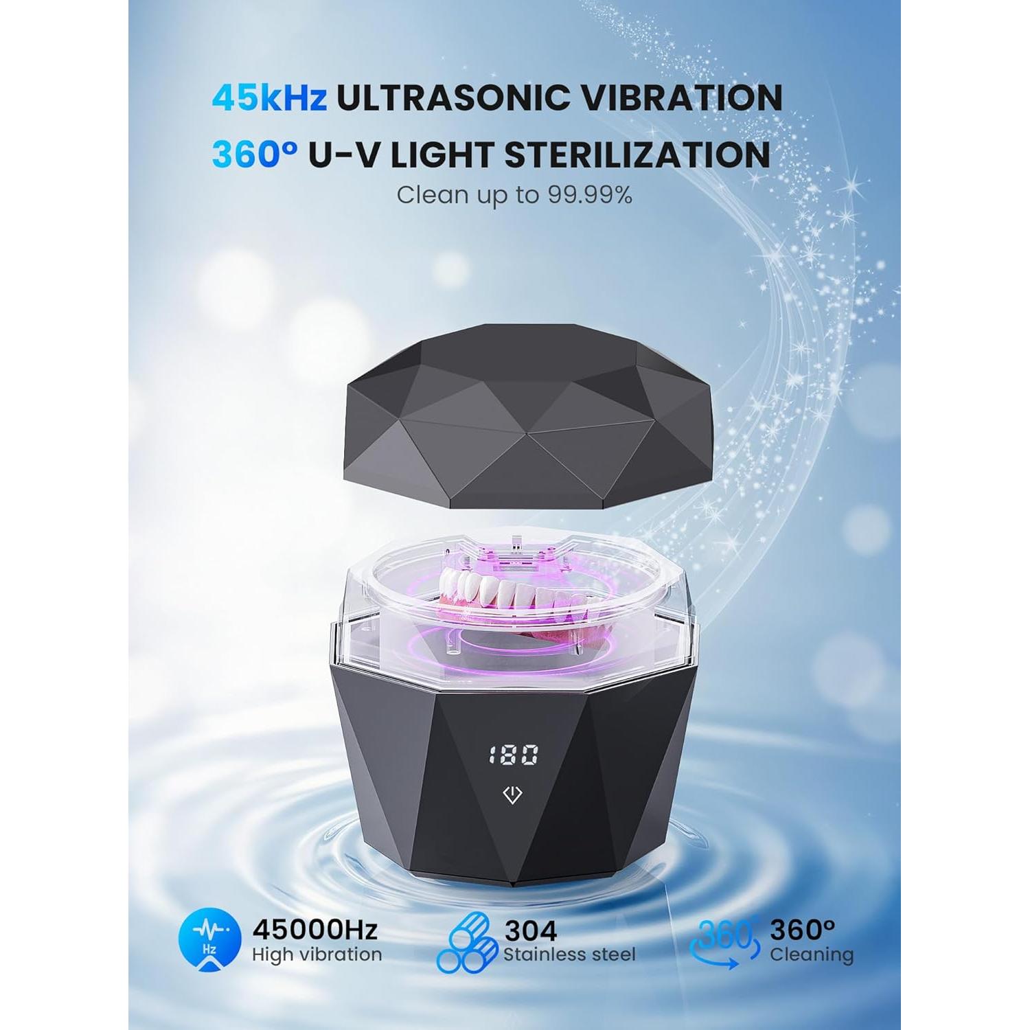 Limpiador Ultrasónico de Dentaduras Lumyspace 43.15KHz Recargable