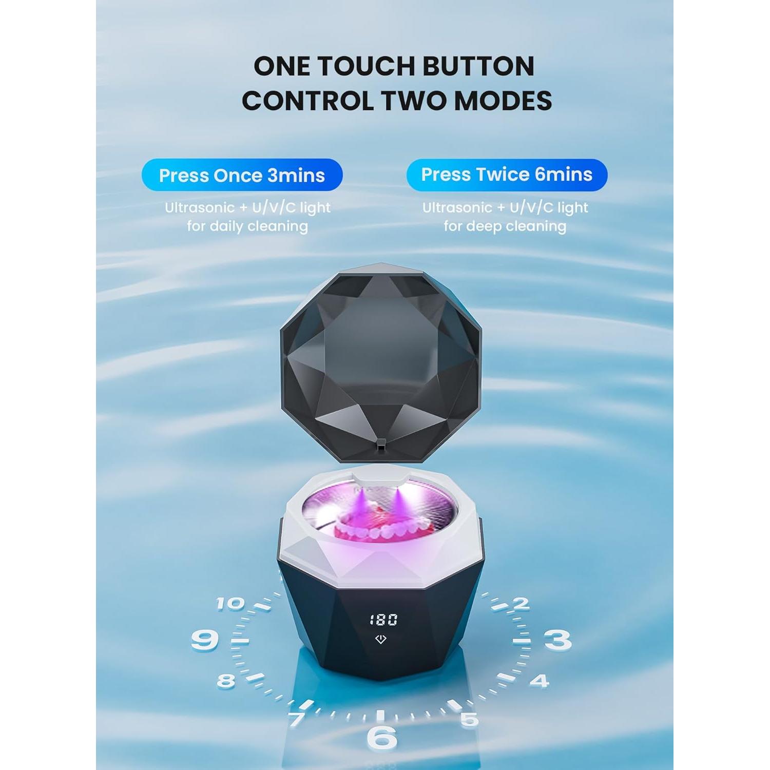 Limpiador Ultrasónico de Dentaduras Lumyspace 43.15KHz Recargable