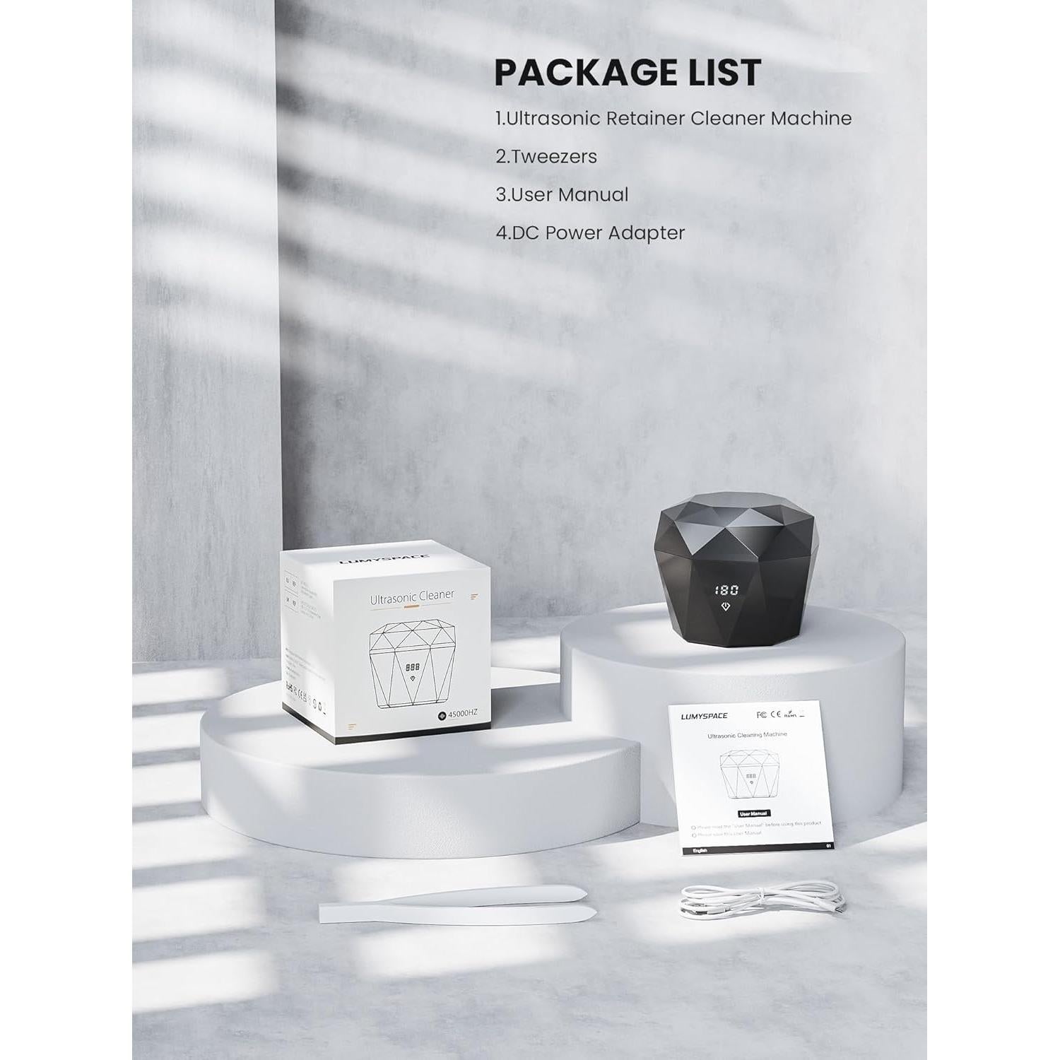 Limpiador Ultrasónico de Dentaduras Lumyspace 43.15KHz Recargable