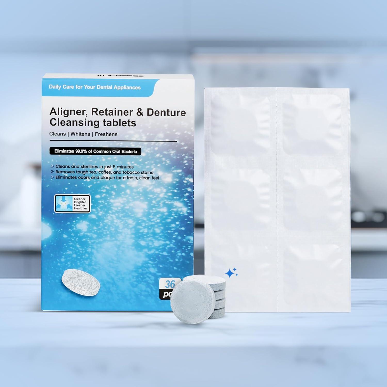Tabletas Limpiadoras AlignerCo para Alineadores y Dentaduras - 120 Unidades