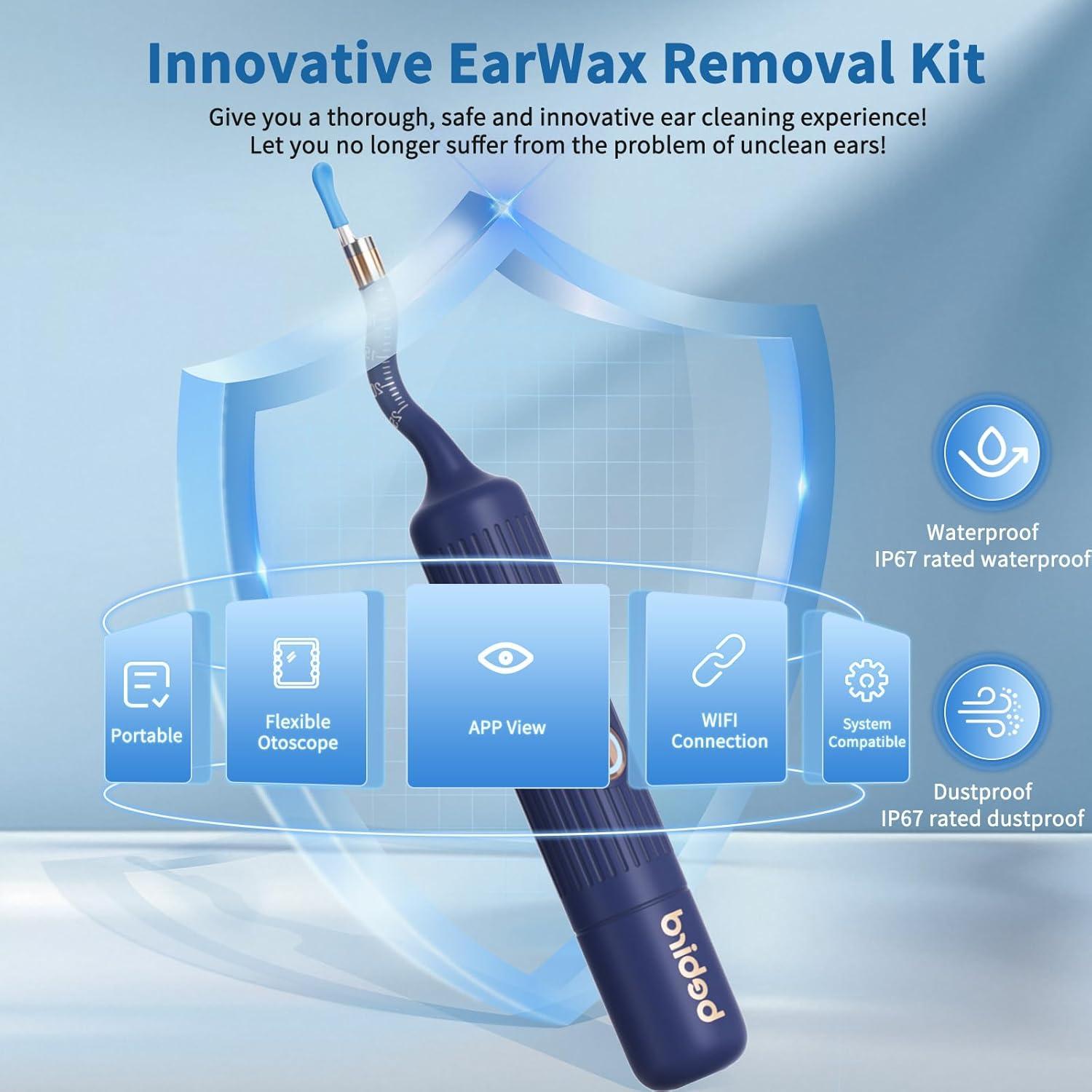 Limpiador de Oídos ZHIDE con Cámara 1080P Inalámbrico Azul