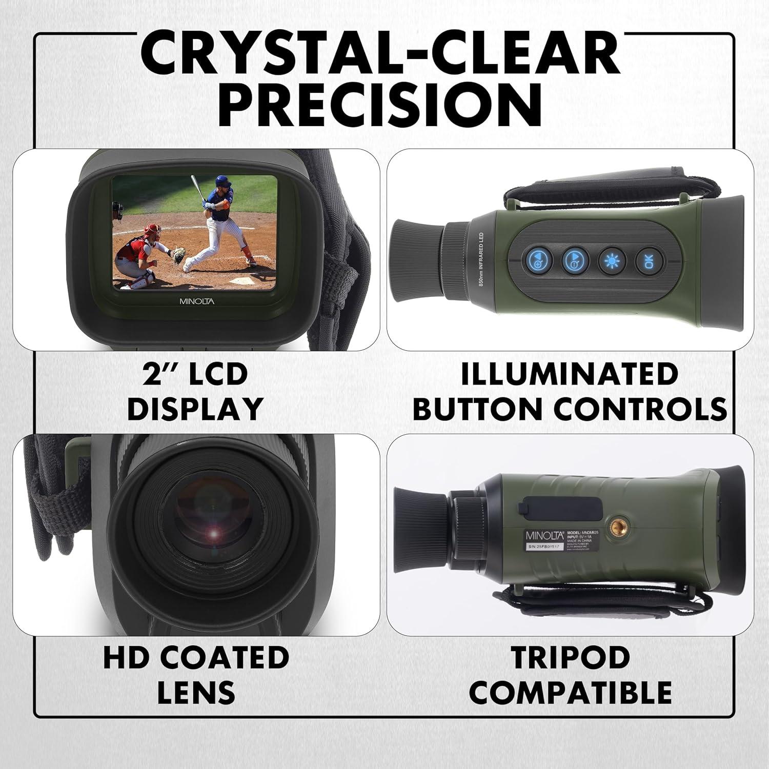 Monóculo Digital de Visión Nocturna Minolta 6x25 4K HD Negro