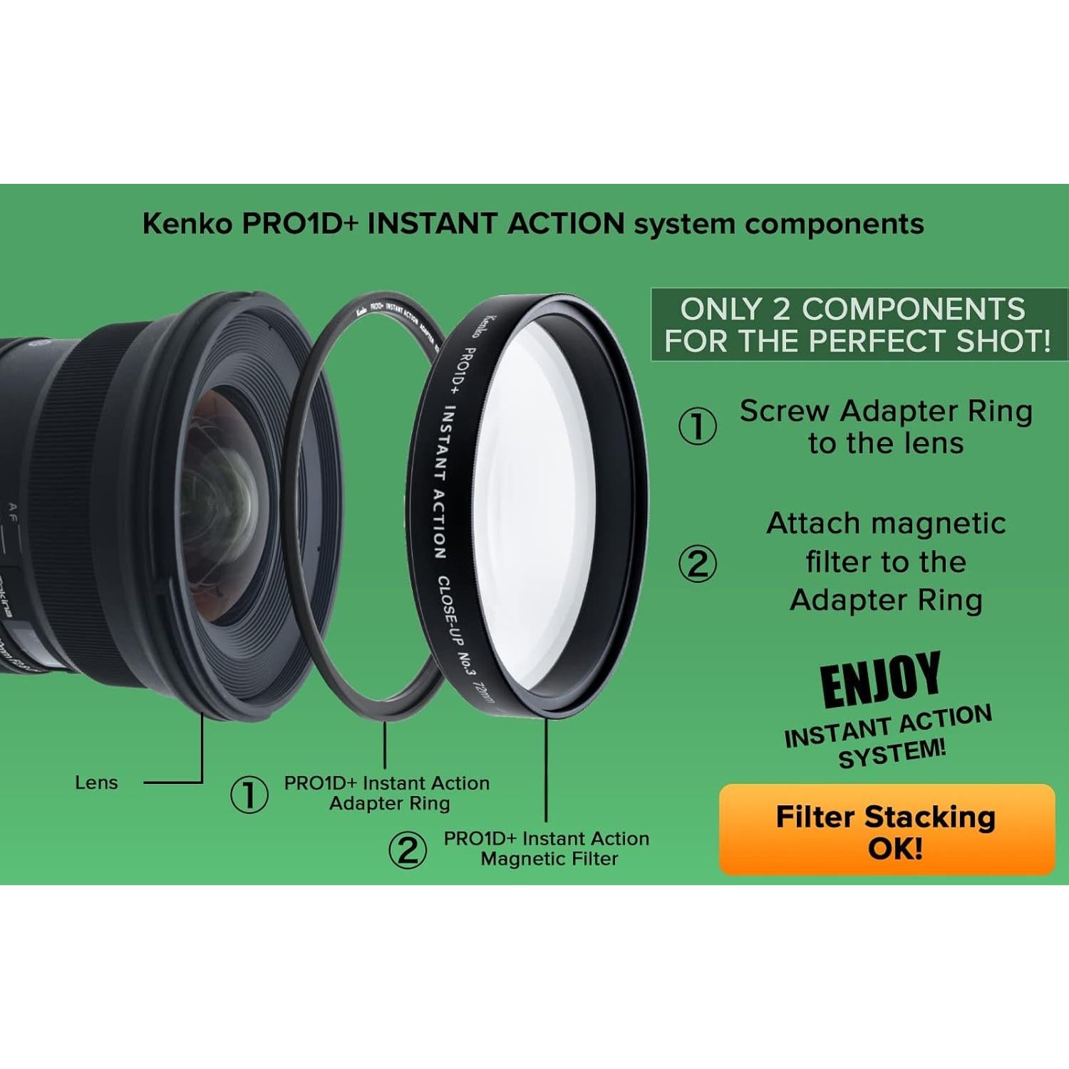 Filtro Magnético Kenko PRO1D+ 72mm Set Lente Macro No.1 y No.3