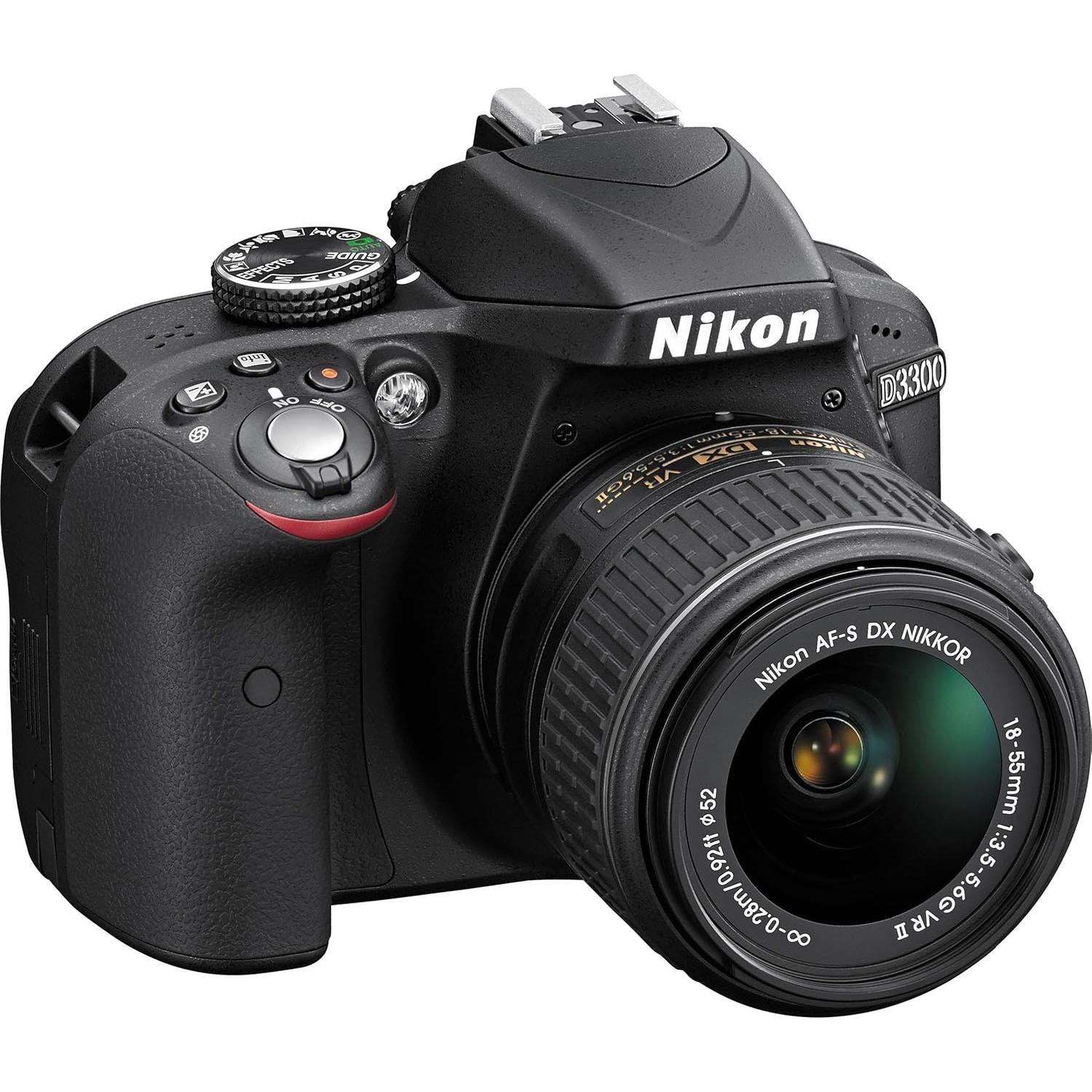 Nikon D3300 24.2 MP CMOS Digital SLR with Auto Focus-S DX Nikkor 18-55mm f/3.5-5.6G VR II Zoom Lens (Black)
