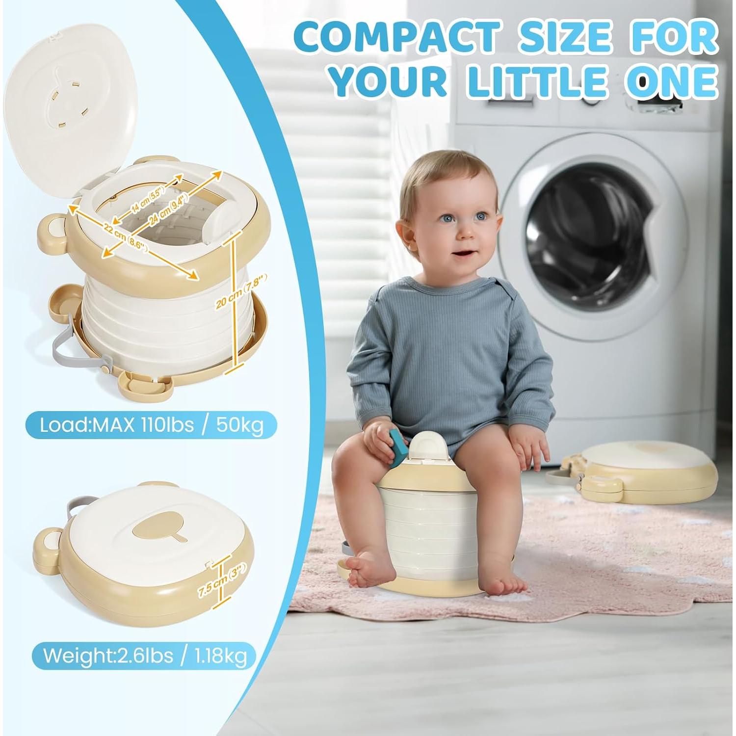 Asiento de Inodoro Portátil Orzbow para Niños - Caqui