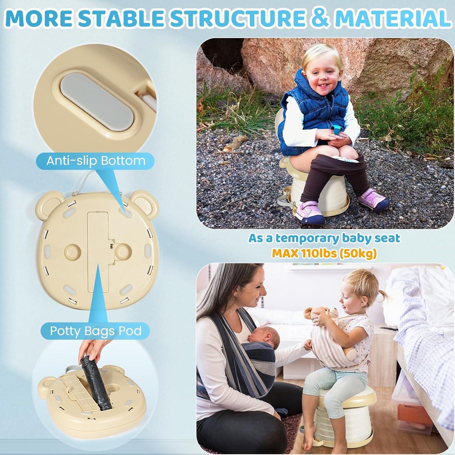 Asiento de Inodoro Portátil Orzbow para Niños - Caqui