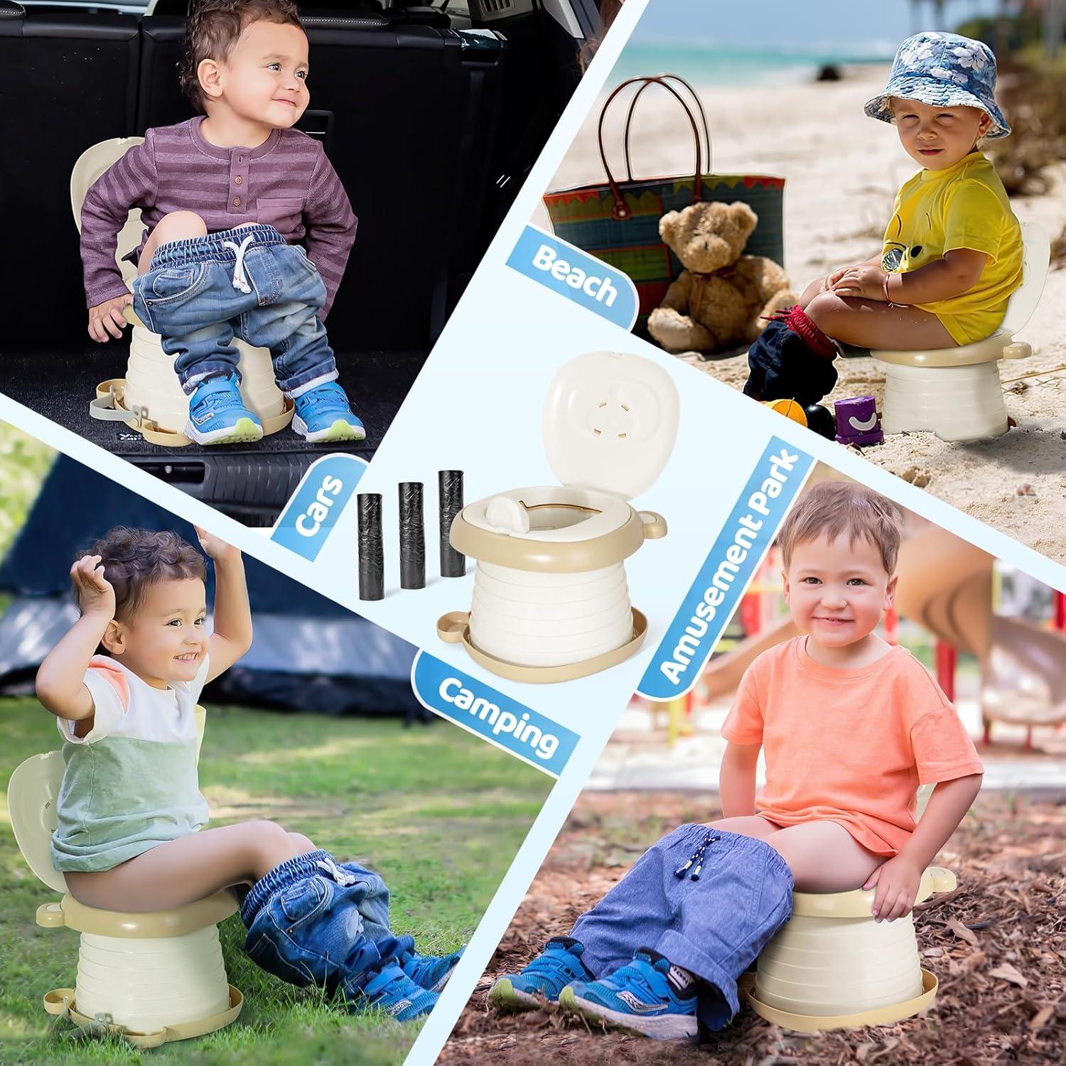 Asiento de Inodoro Portátil Orzbow para Niños - Caqui