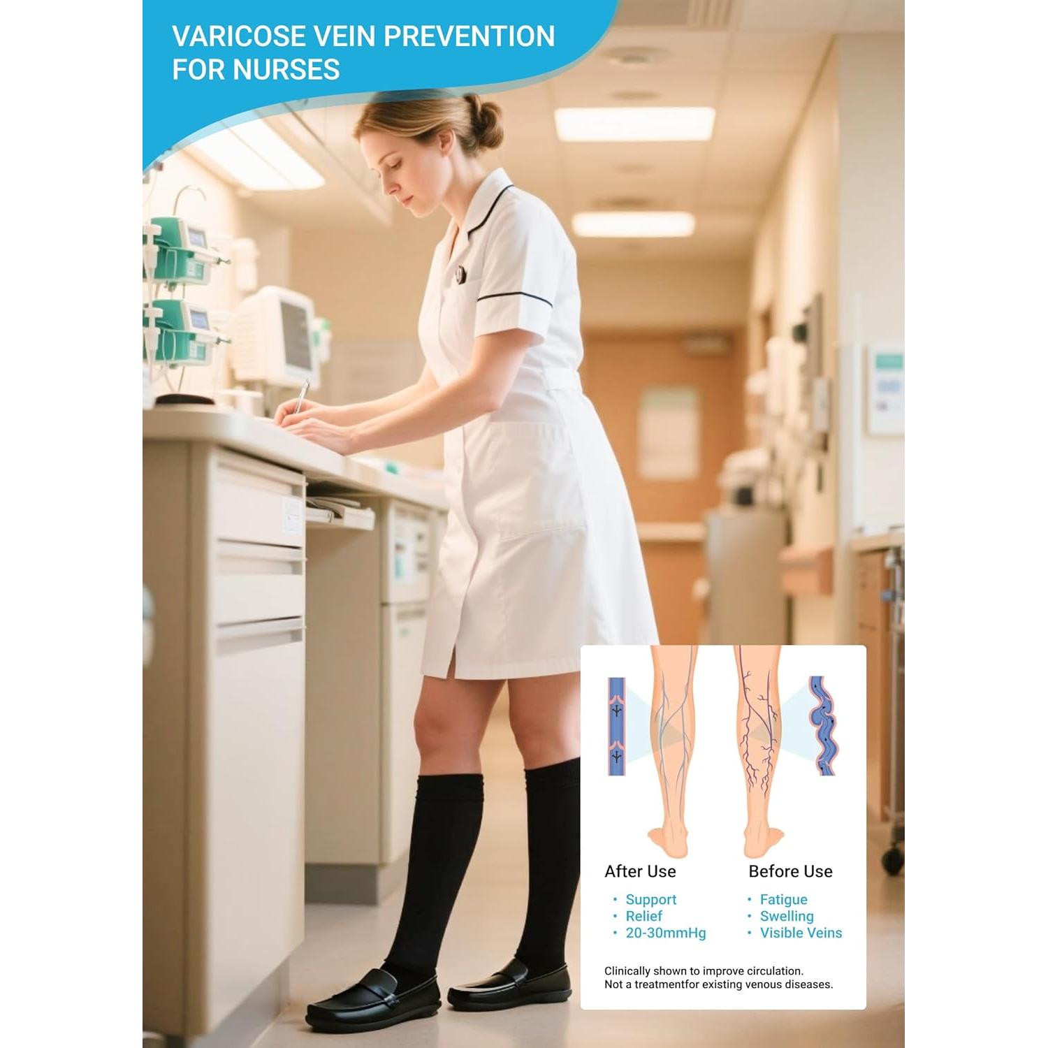 Calcetines de Compresión AMITOFO Talla Grande 20-30 mmHg - 3 Pares