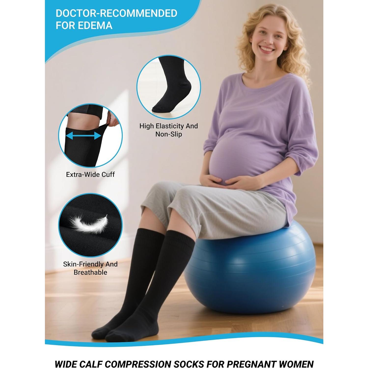 Calcetines de Compresión AMITOFO Talla Grande 20-30 mmHg - 3 Pares