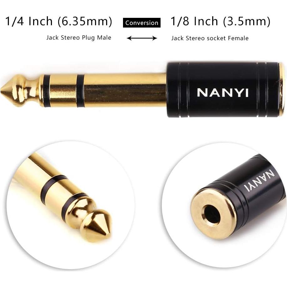 Adaptador de Auriculares NANYI 1/4'' a 1/8'' Negro 1-Pack