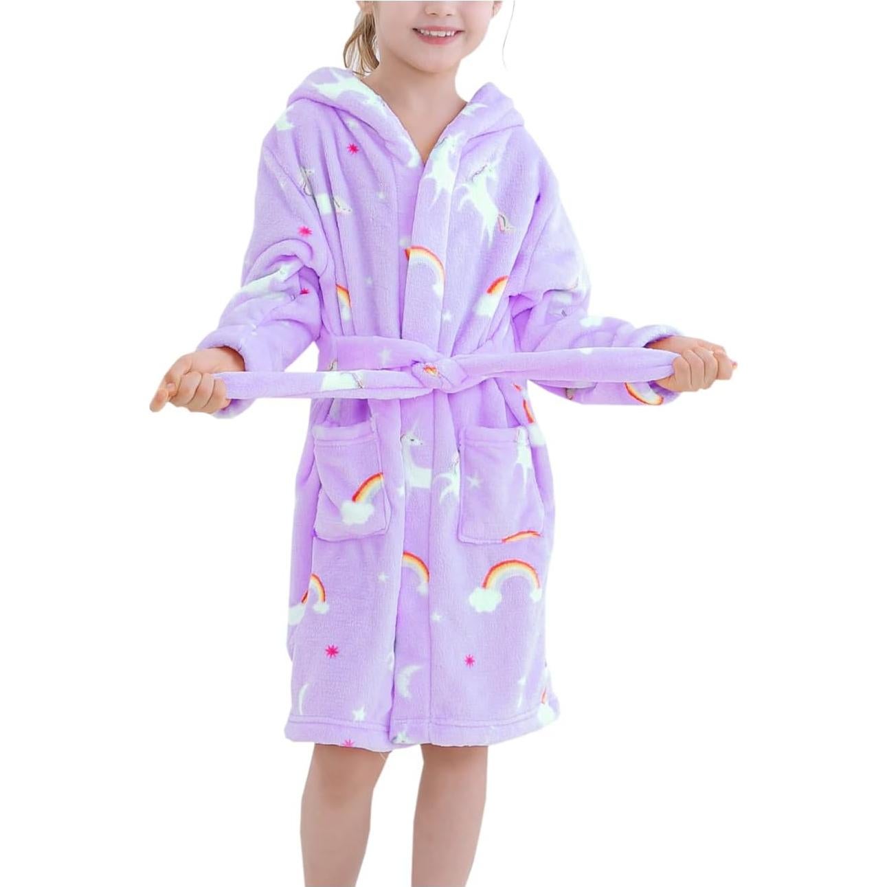 Bata de Baño con Capucha Polar para Niñas 2-12 Años - Púrpura Pony