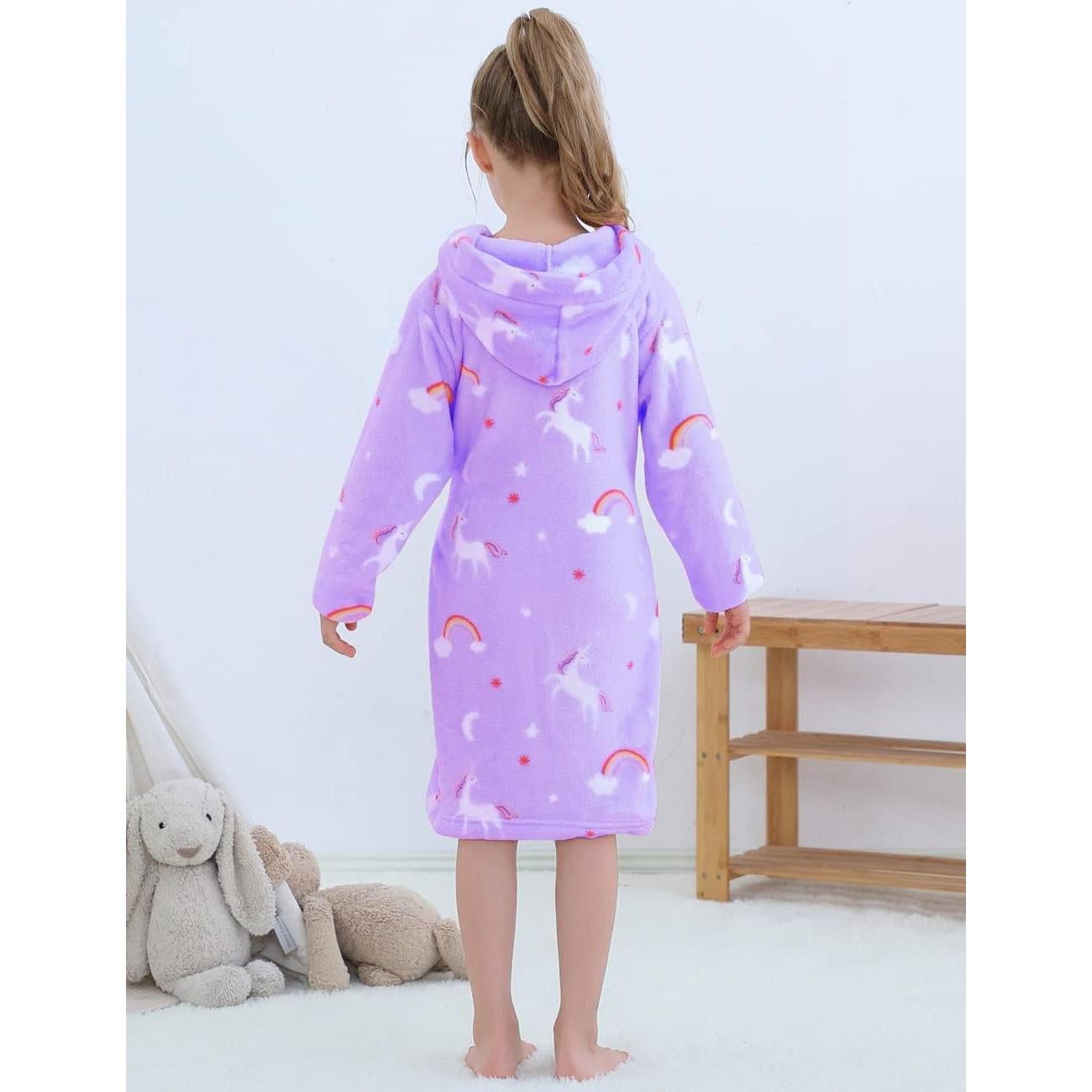 Bata de Baño con Capucha Polar para Niñas 2-12 Años - Púrpura Pony