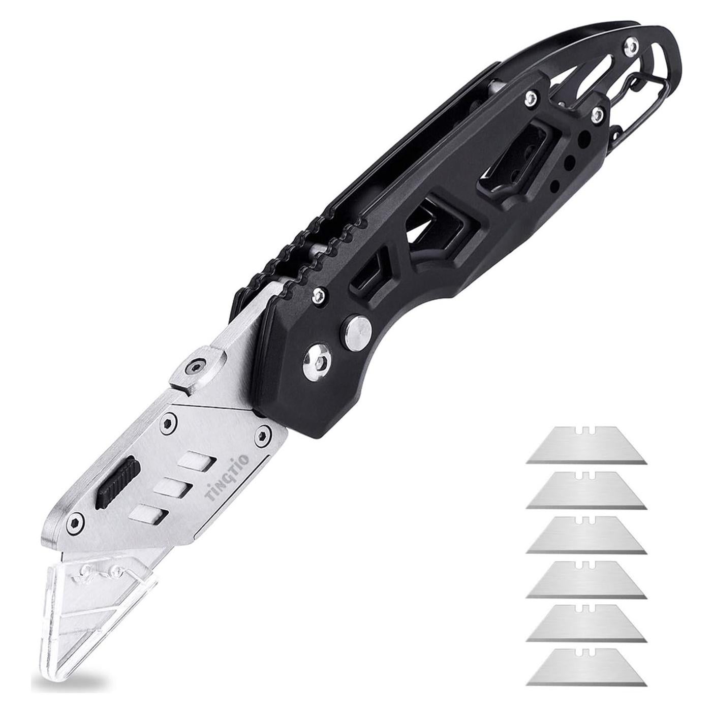 Cuchillo Cortador de Cajas Tingtio Plegable con 13 Cuchillas SK5