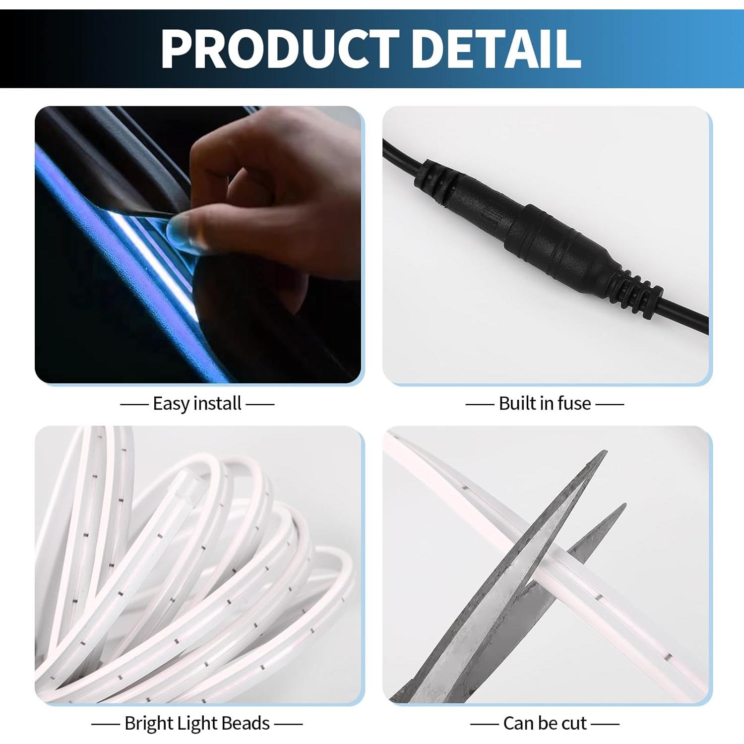 Luces LED de tira para automóviles HOLDCY 299.9 cm Azul 7000K