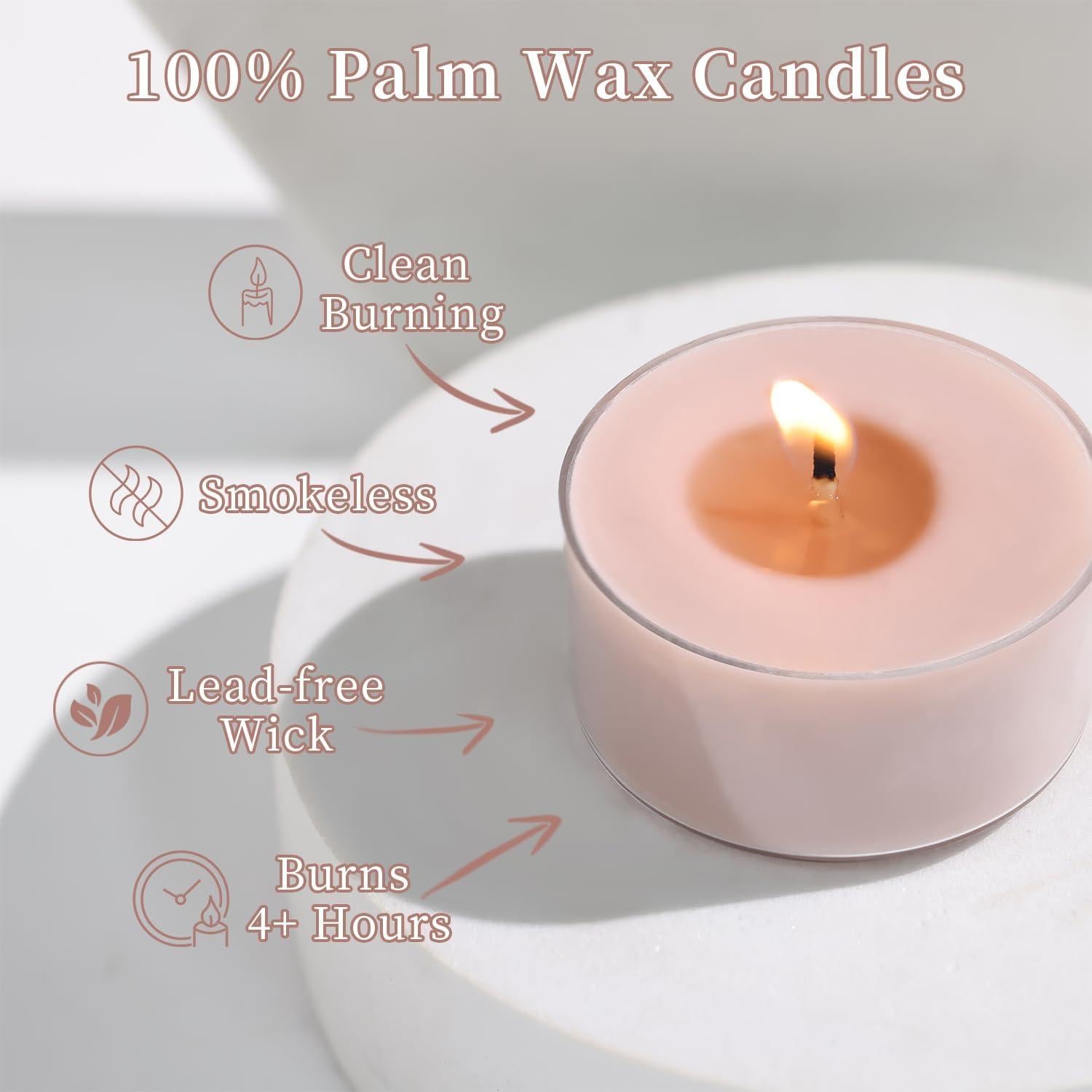 Velas de té aromáticas Bayberry Crush 100% cera de palma 6h