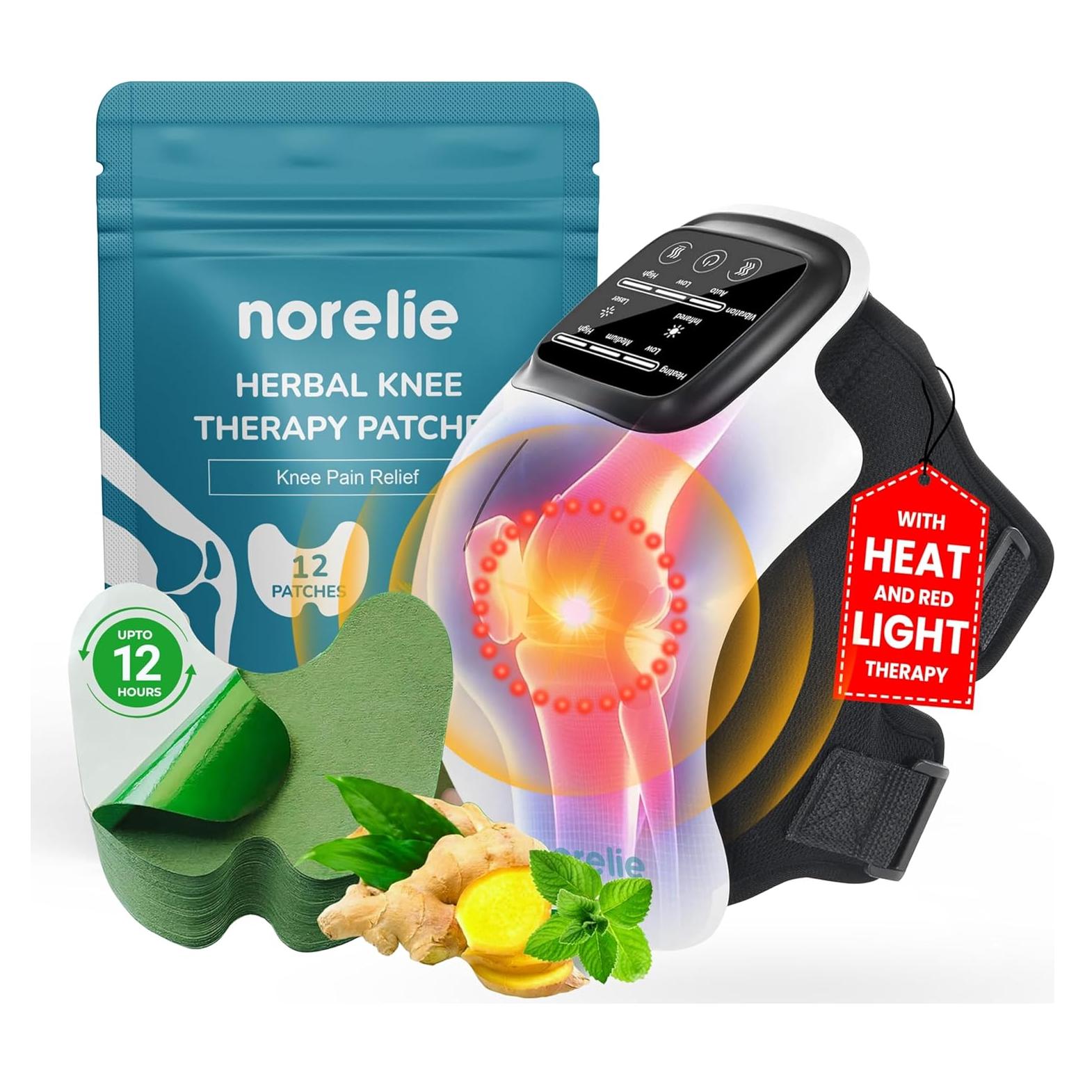 Masajeador de Rodilla Norelie KneeRelief + 12 Parches Herbales
