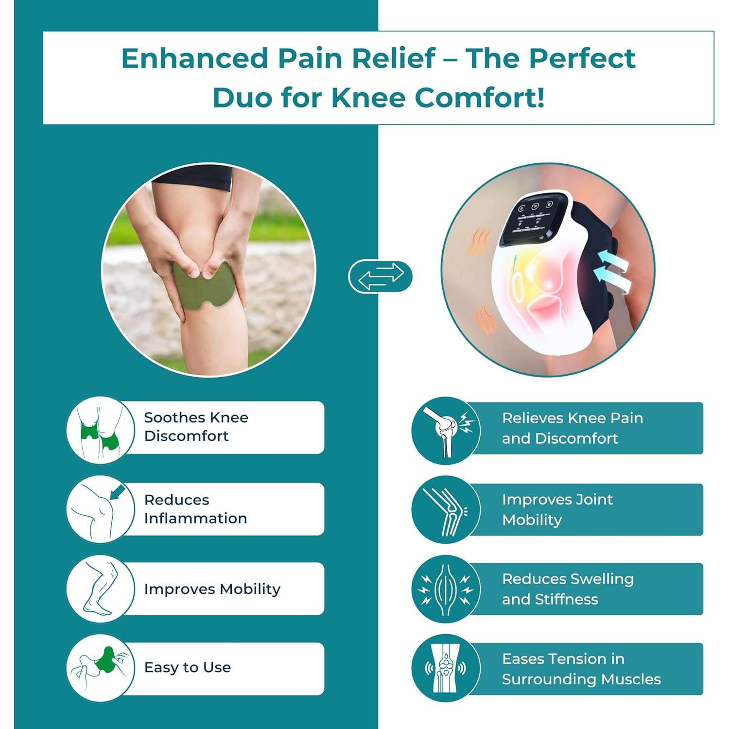 Masajeador de Rodilla Norelie KneeRelief + 12 Parches Herbales