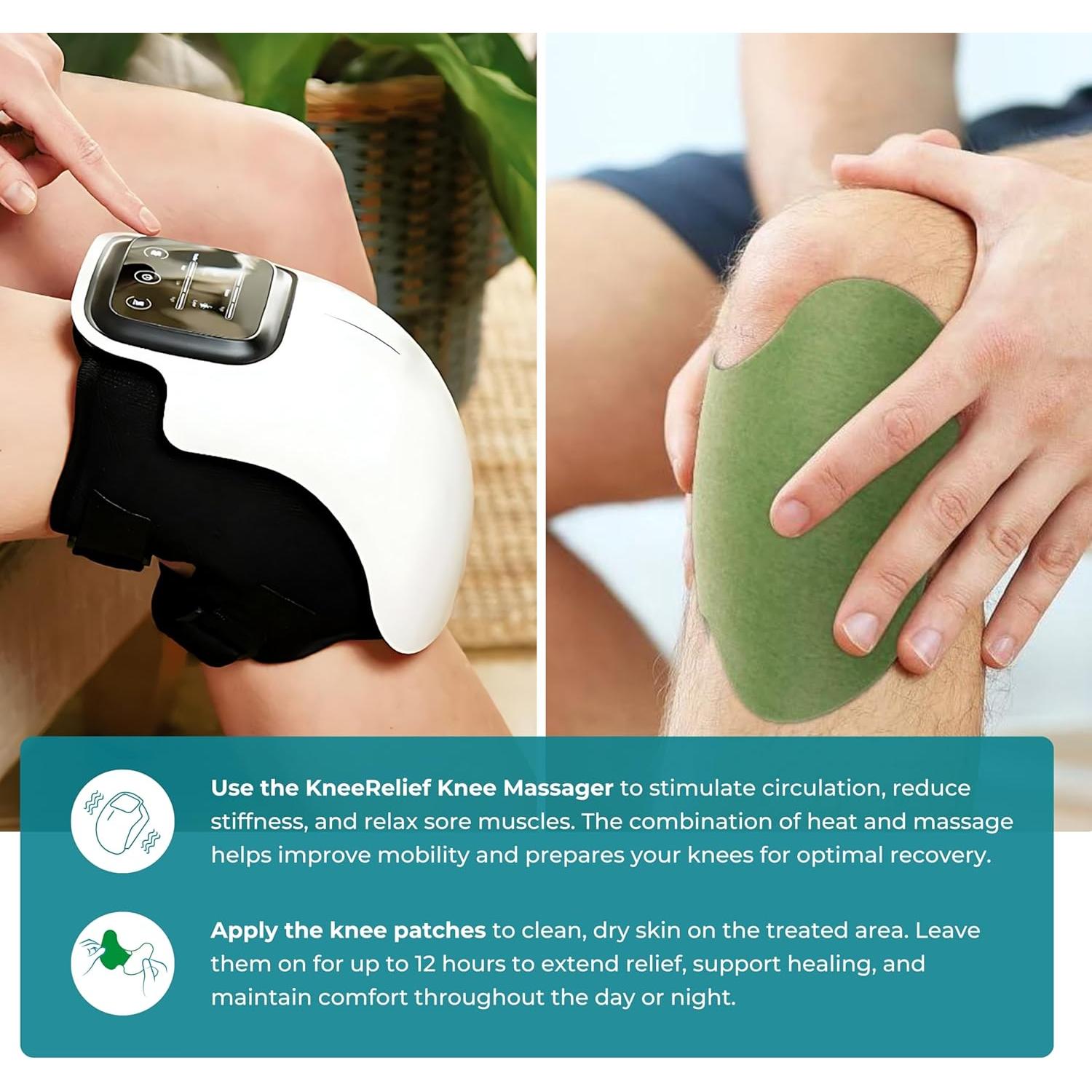 Masajeador de Rodilla Norelie KneeRelief + 12 Parches Herbales