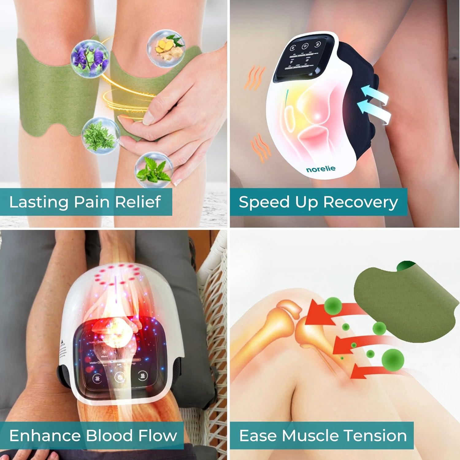 Masajeador de Rodilla Norelie KneeRelief + 12 Parches Herbales