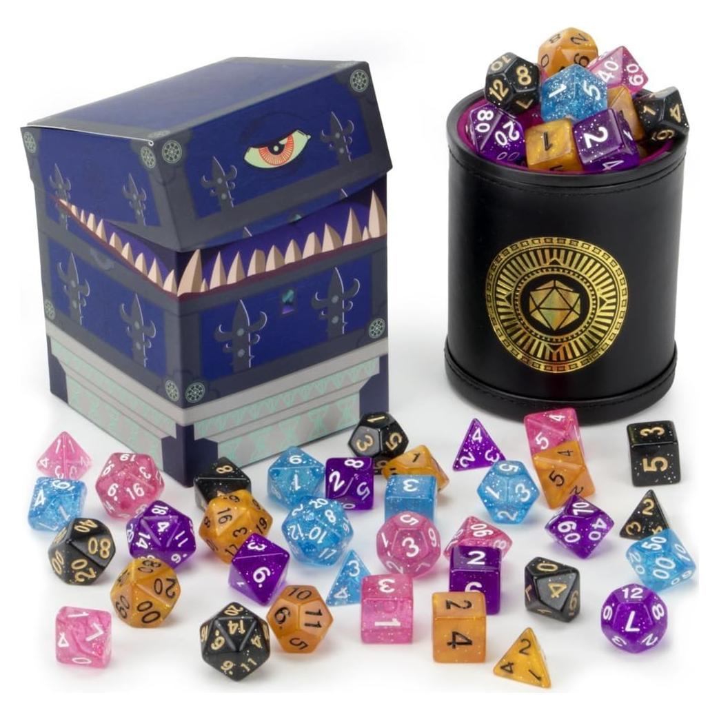 Taza de Maravilla Wiz Dice con 35 Dados Poliedricos DND