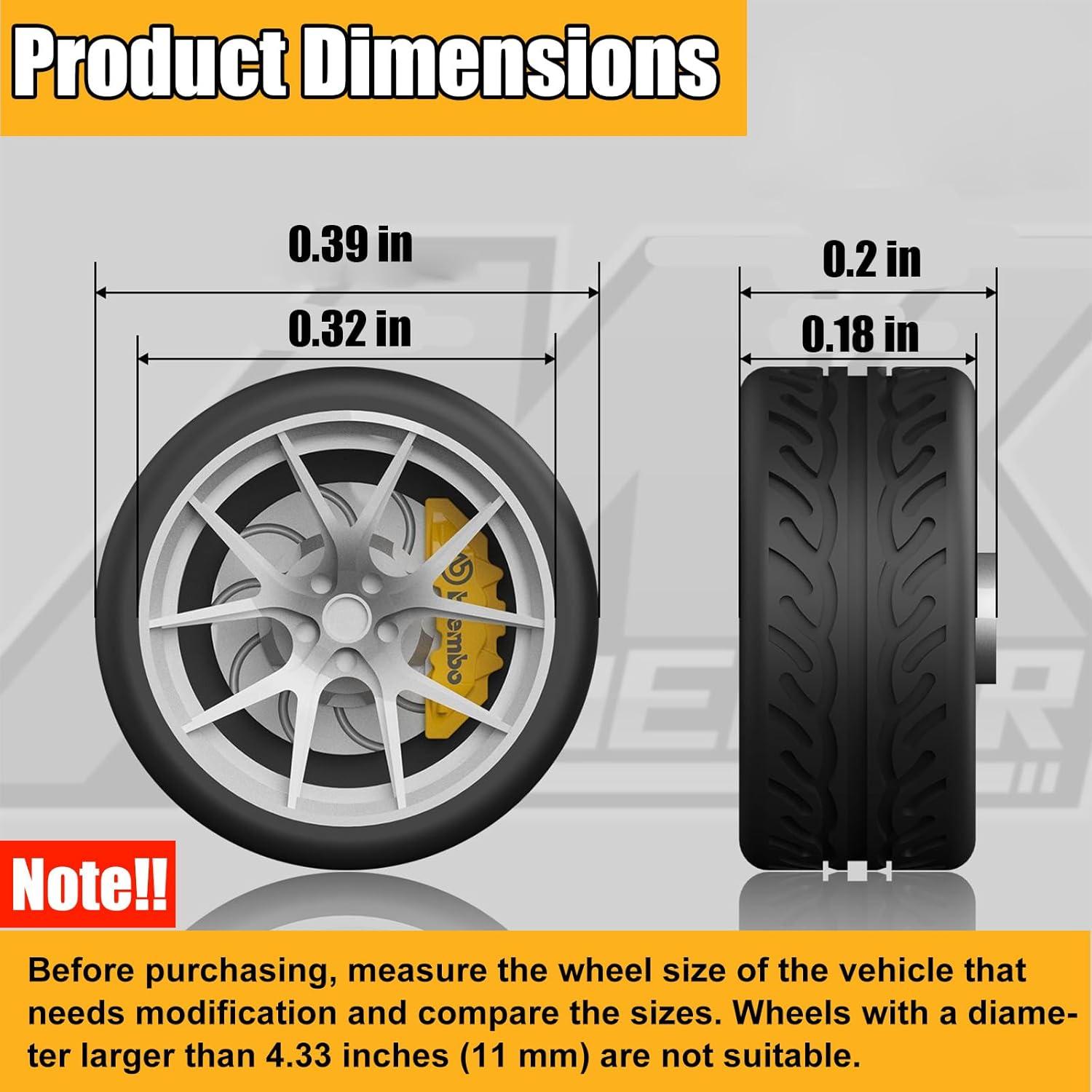 Ruedas 1:64 SMORCLUB con Neumáticos de Goma y Rodamientos