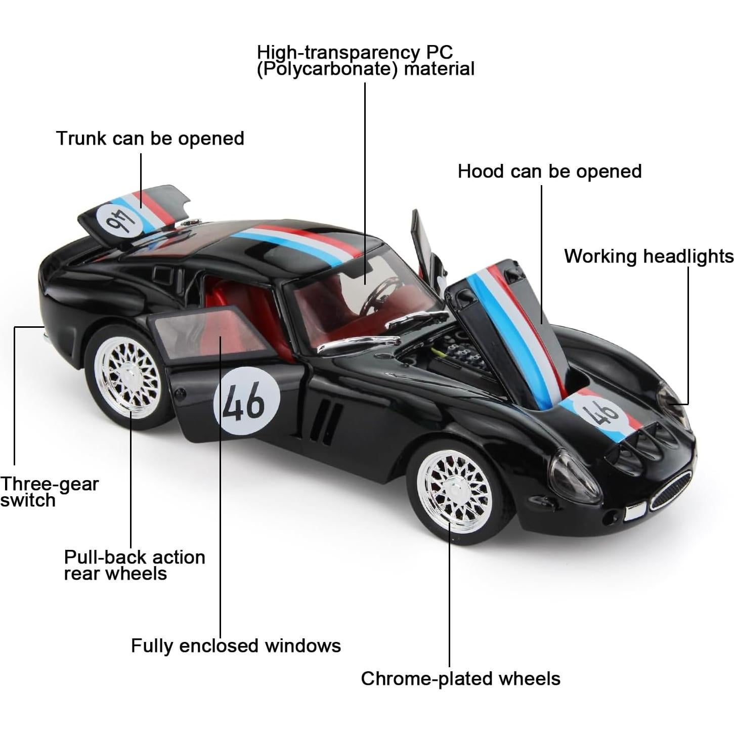 Juguete Ferrari 250 GTO Diecast 1:32 con Luz y Sonido